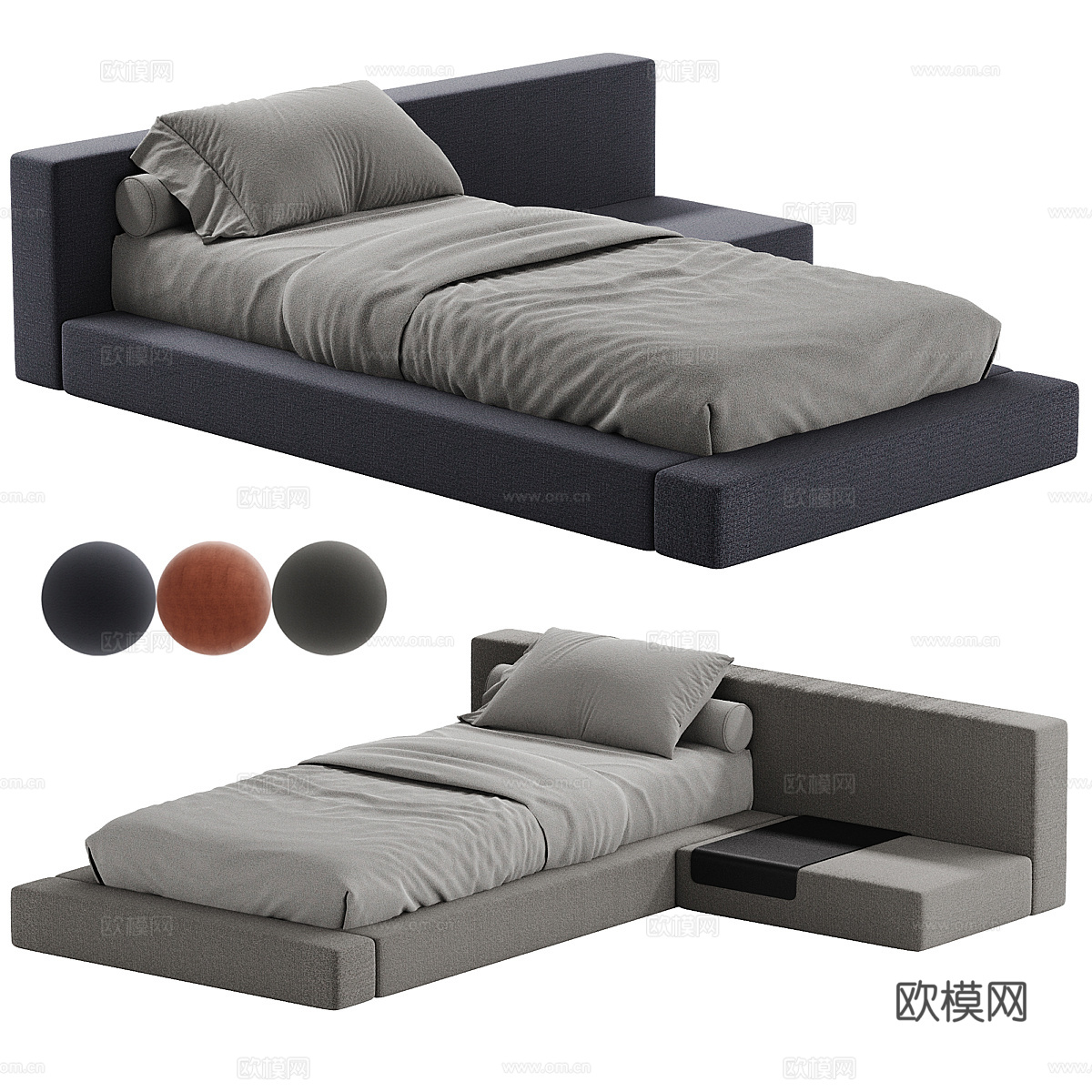 单人床3d模型下载
