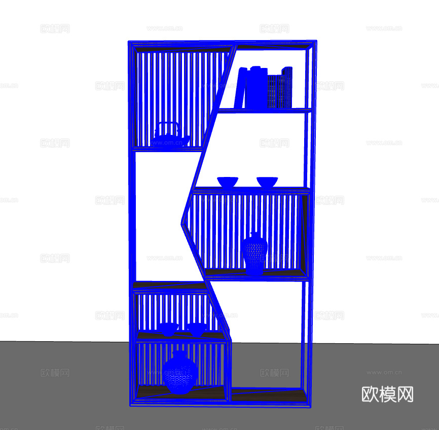 新中式博古架su模型