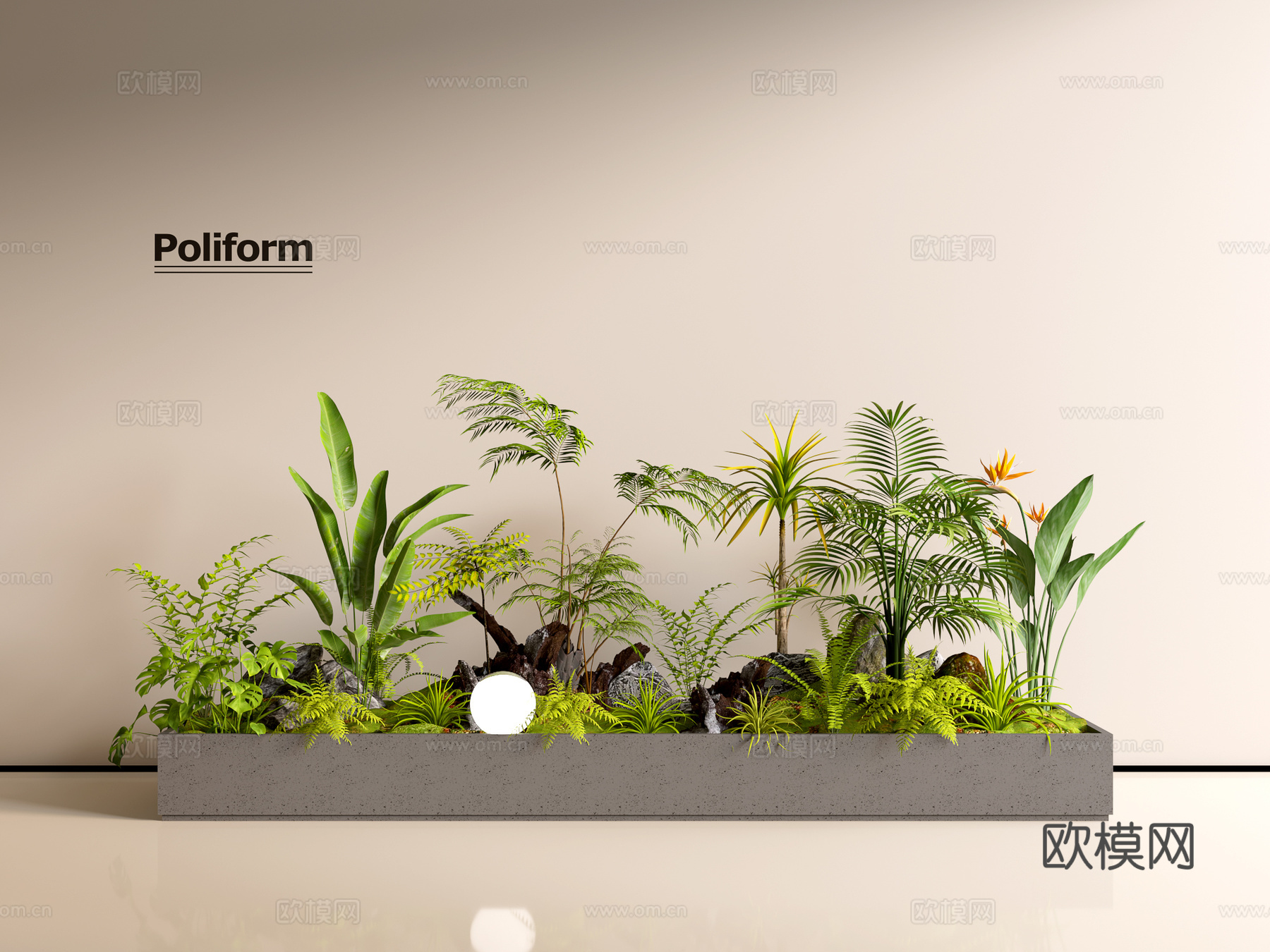 现代组团小景  景观植物堆 公园小景组合 庭院小景植物组团su模型