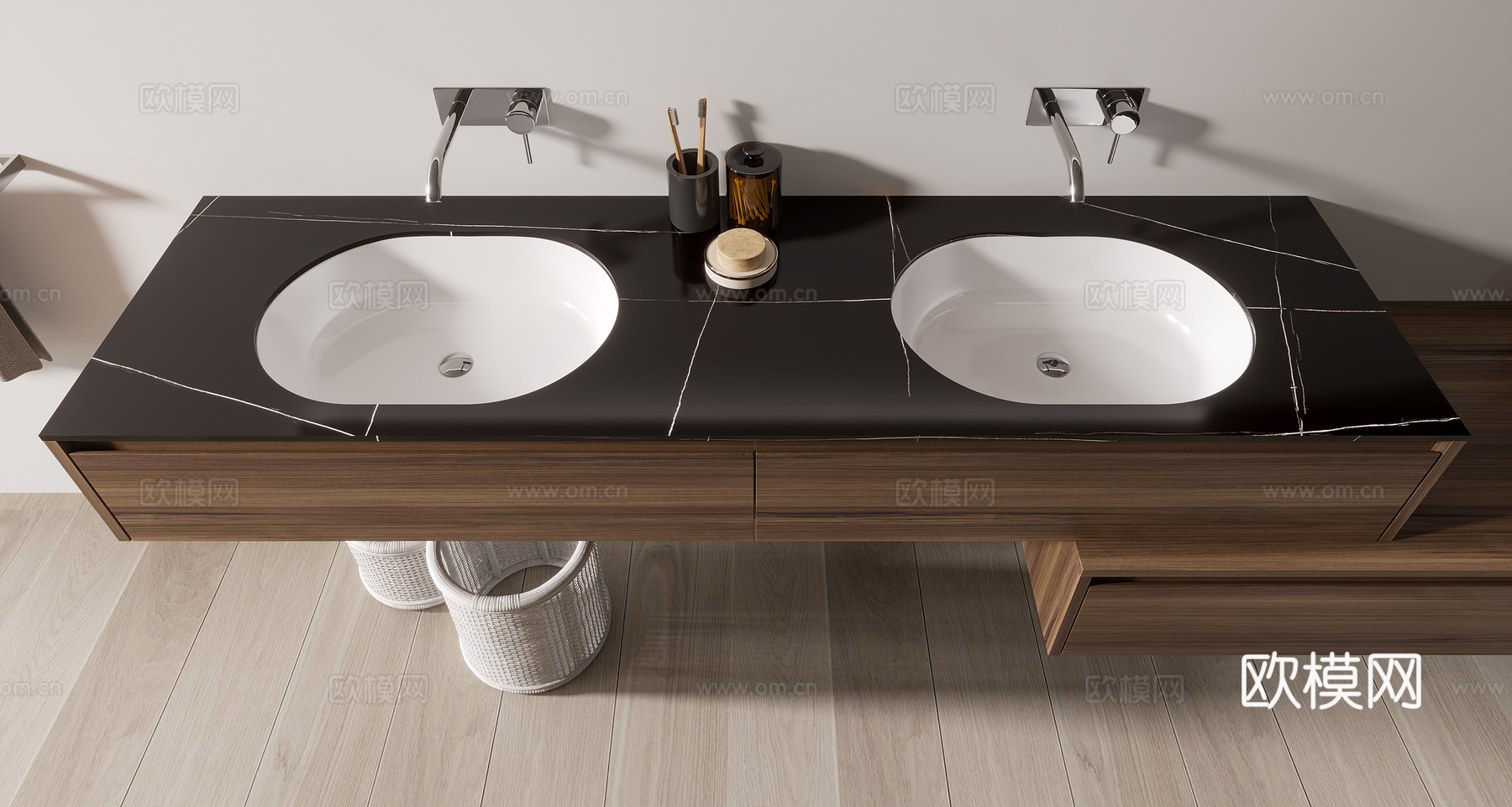 别墅卫生间 主卧卫生间 民宿卫生间 现代卫生间 卫生间摆件3d模型下载（渲染图3）