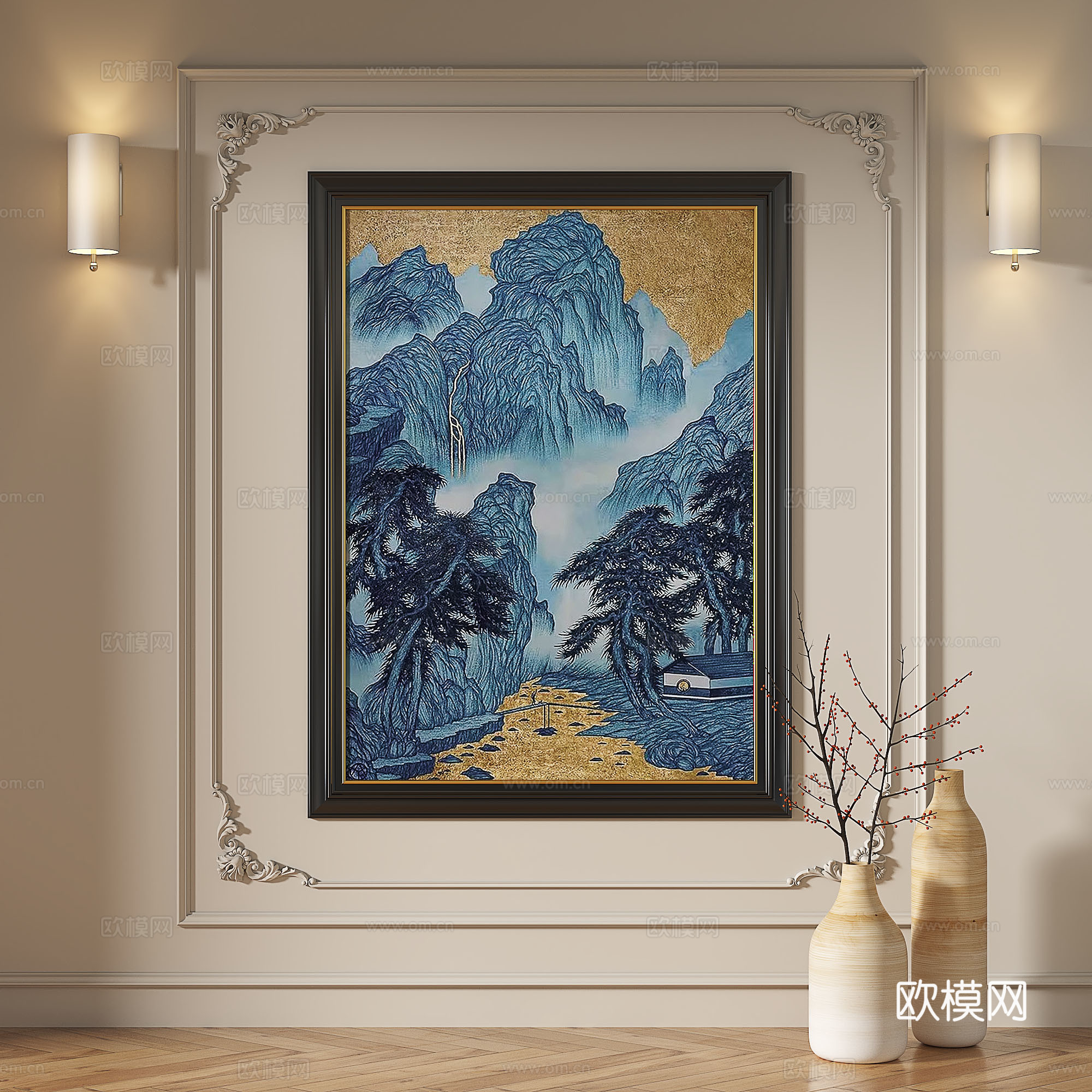 现代，法式，复古，中古，简约，轻奢，抽象，装饰画免费3d模型下载