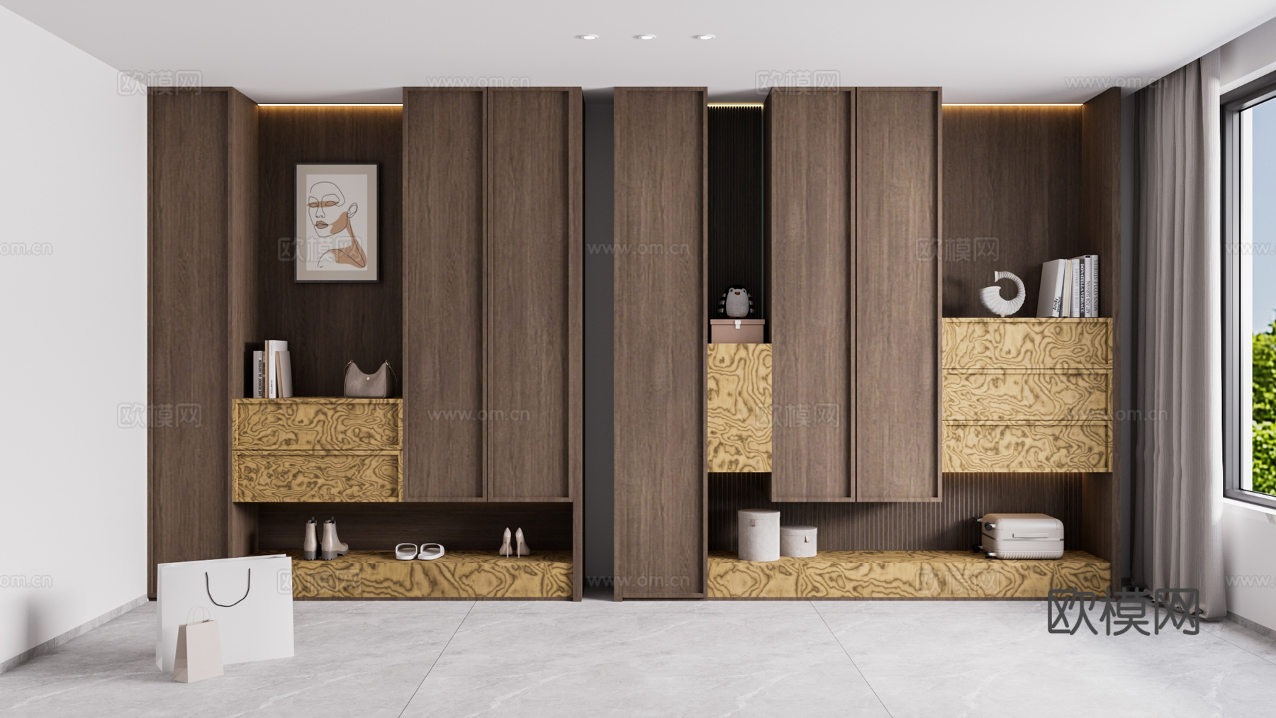 新中式装饰柜3d模型下载