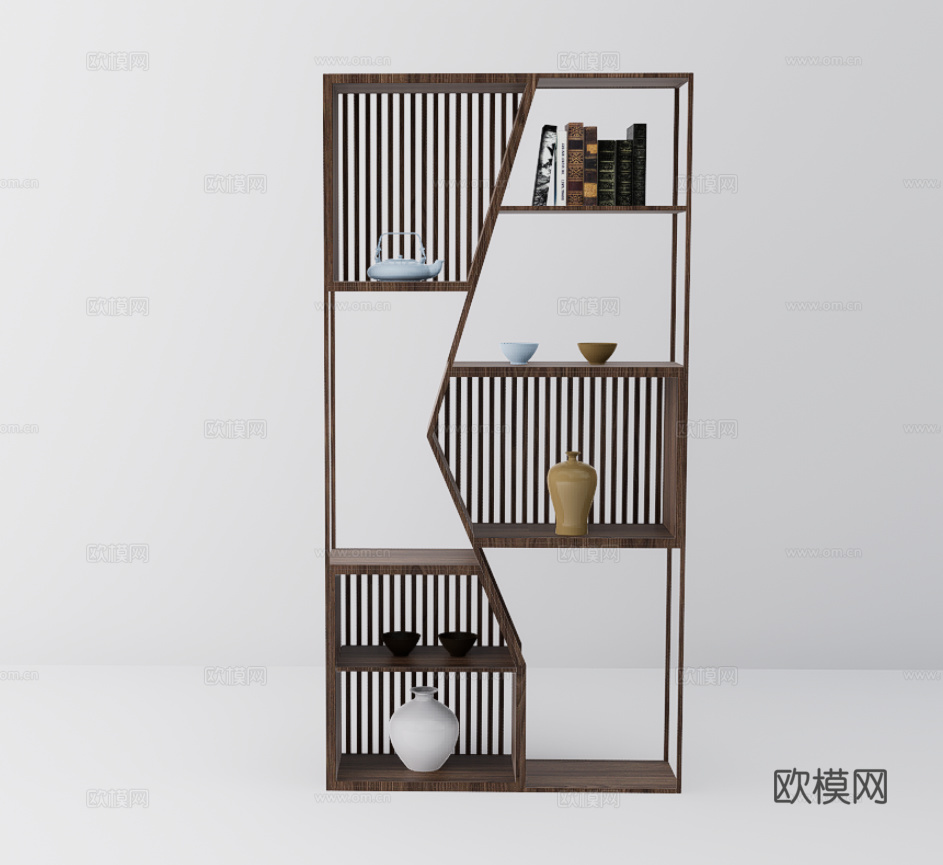新中式博古架su模型