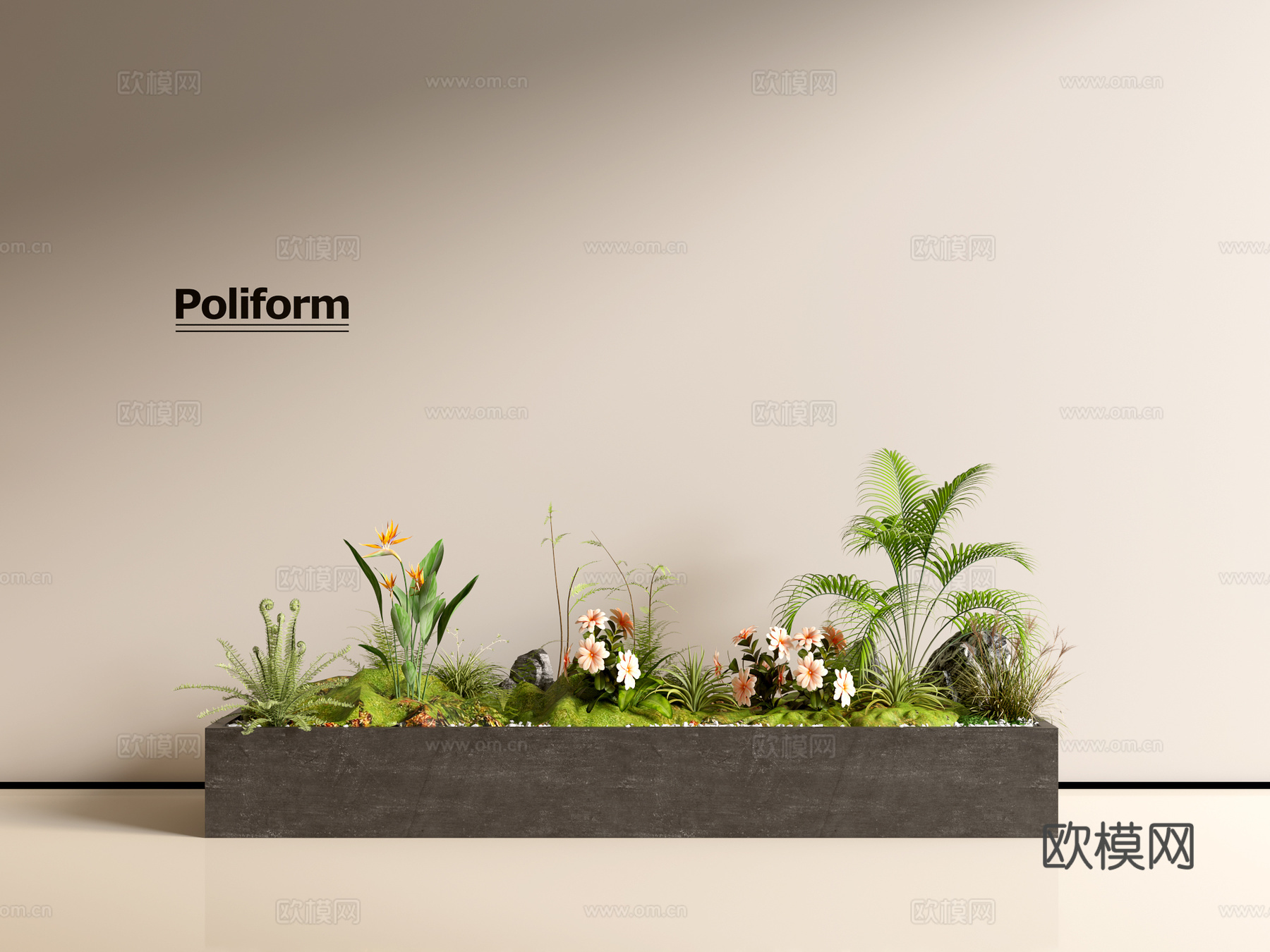 现代组团小景模型  景观植物堆 公园小景组合 庭院小景植物组su模型