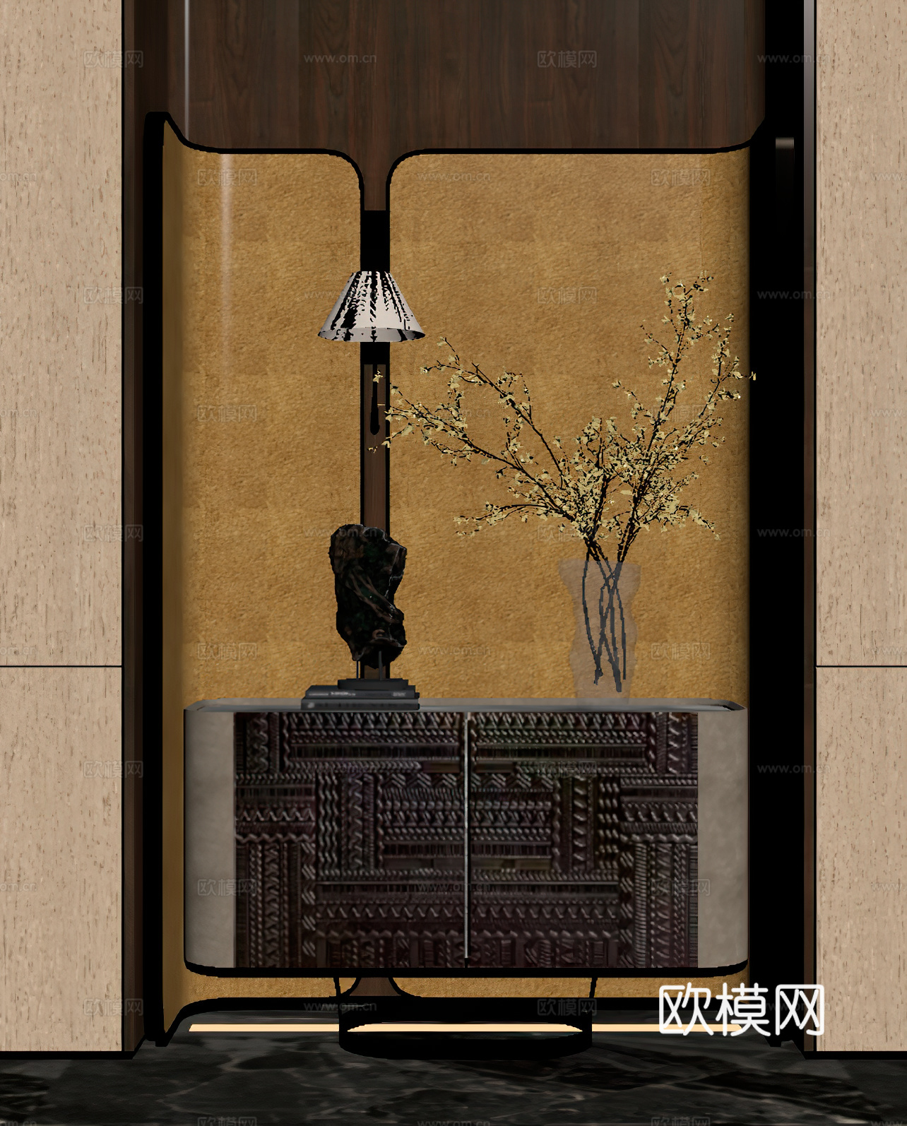 现代玄关背景 入户玄关柜子免费su模型