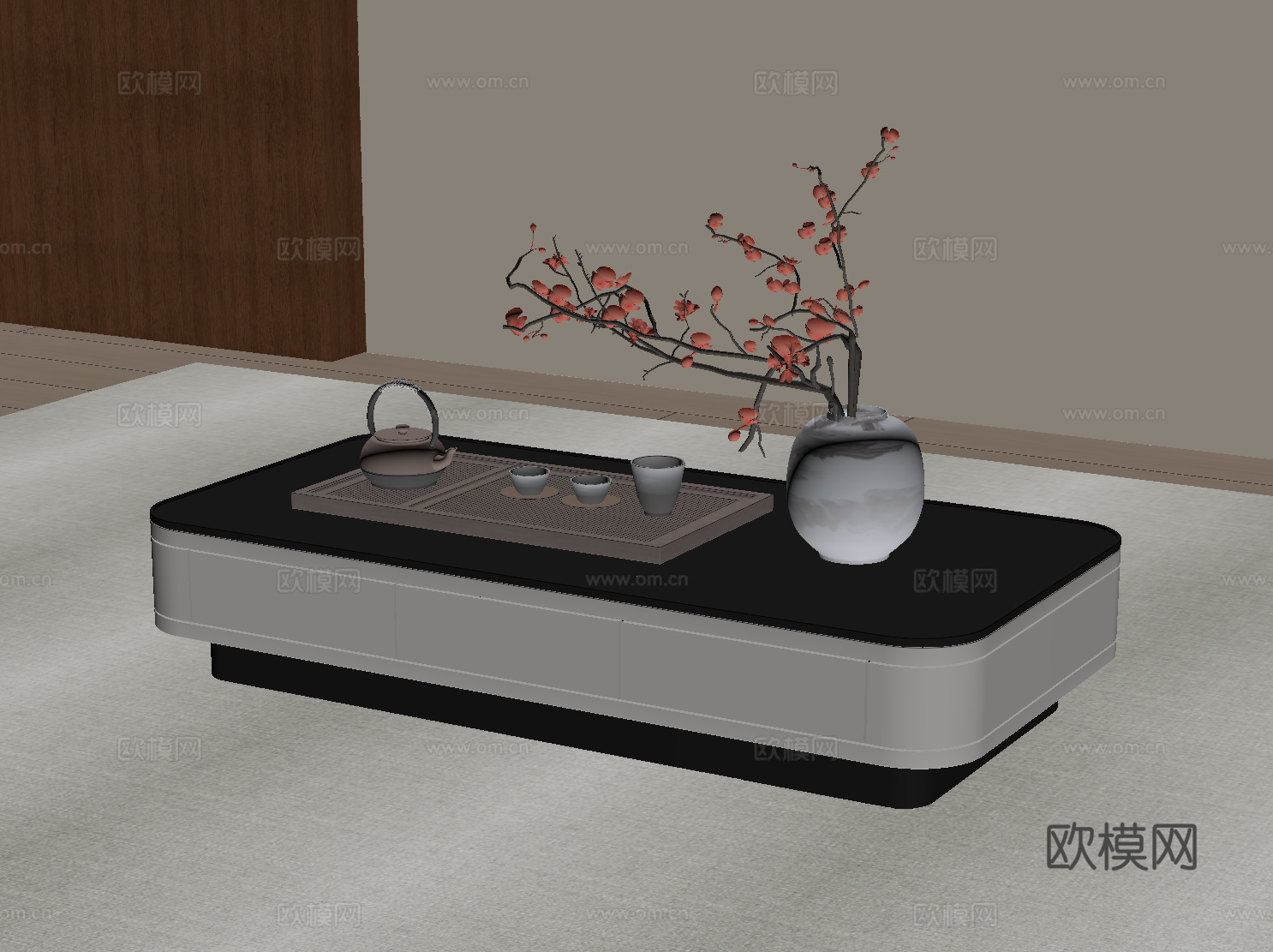 新中式茶几su模型