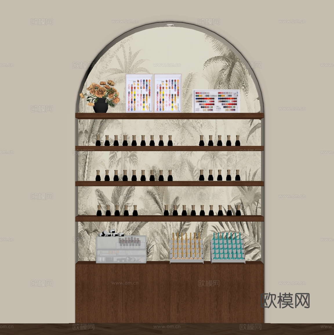 法式复古置物柜 入嵌式置物柜 化妆品su模型