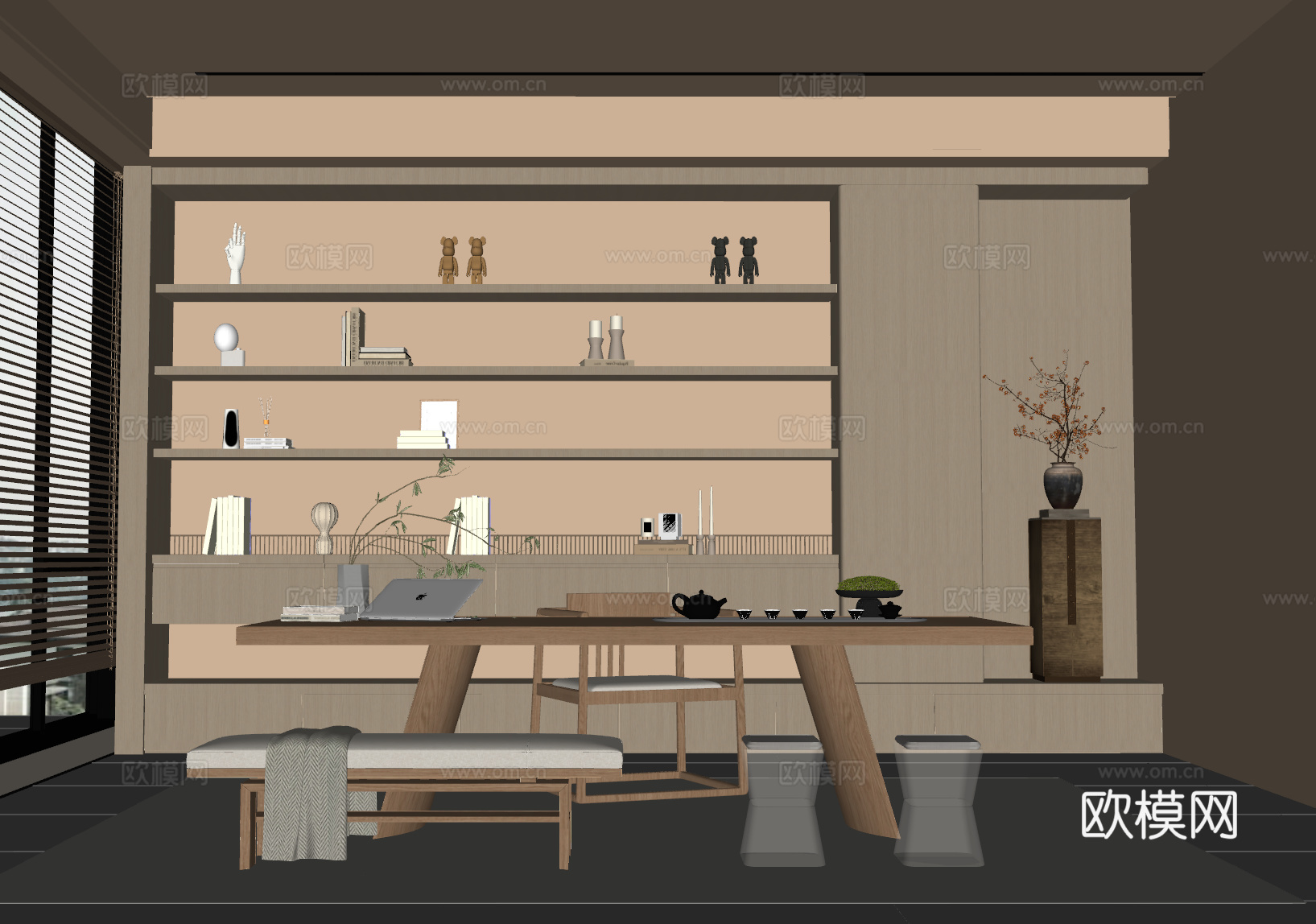 新中式茶室su模型