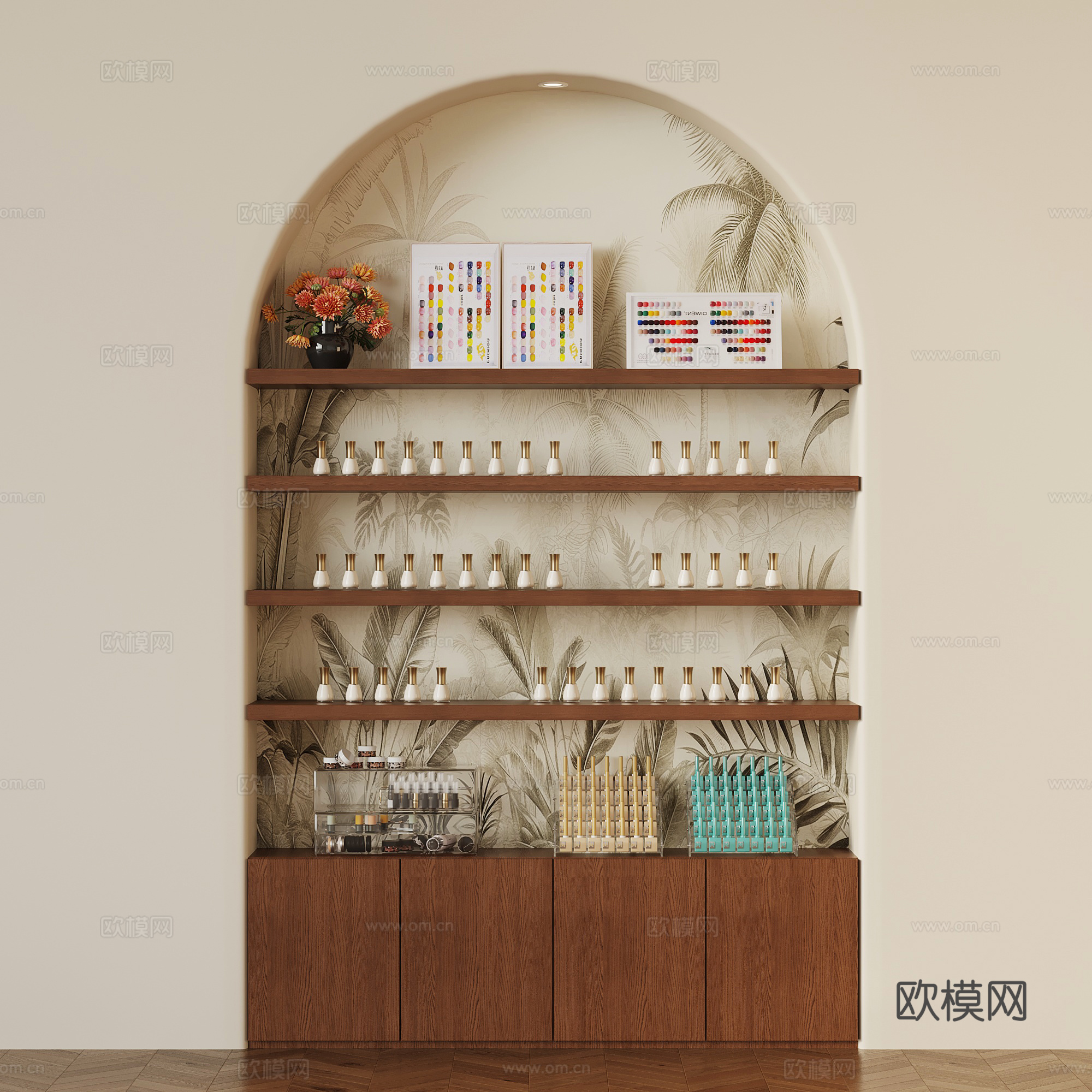 法式复古置物柜 入嵌式置物柜 化妆品su模型