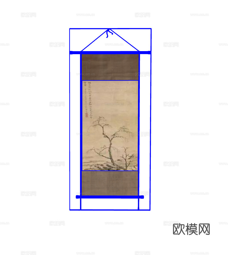 卷轴挂画su模型
