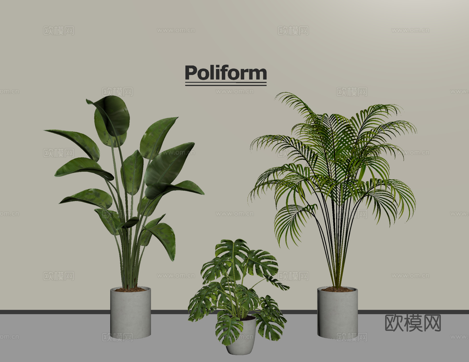 现代绿植盆栽 盆栽 盆景su模型