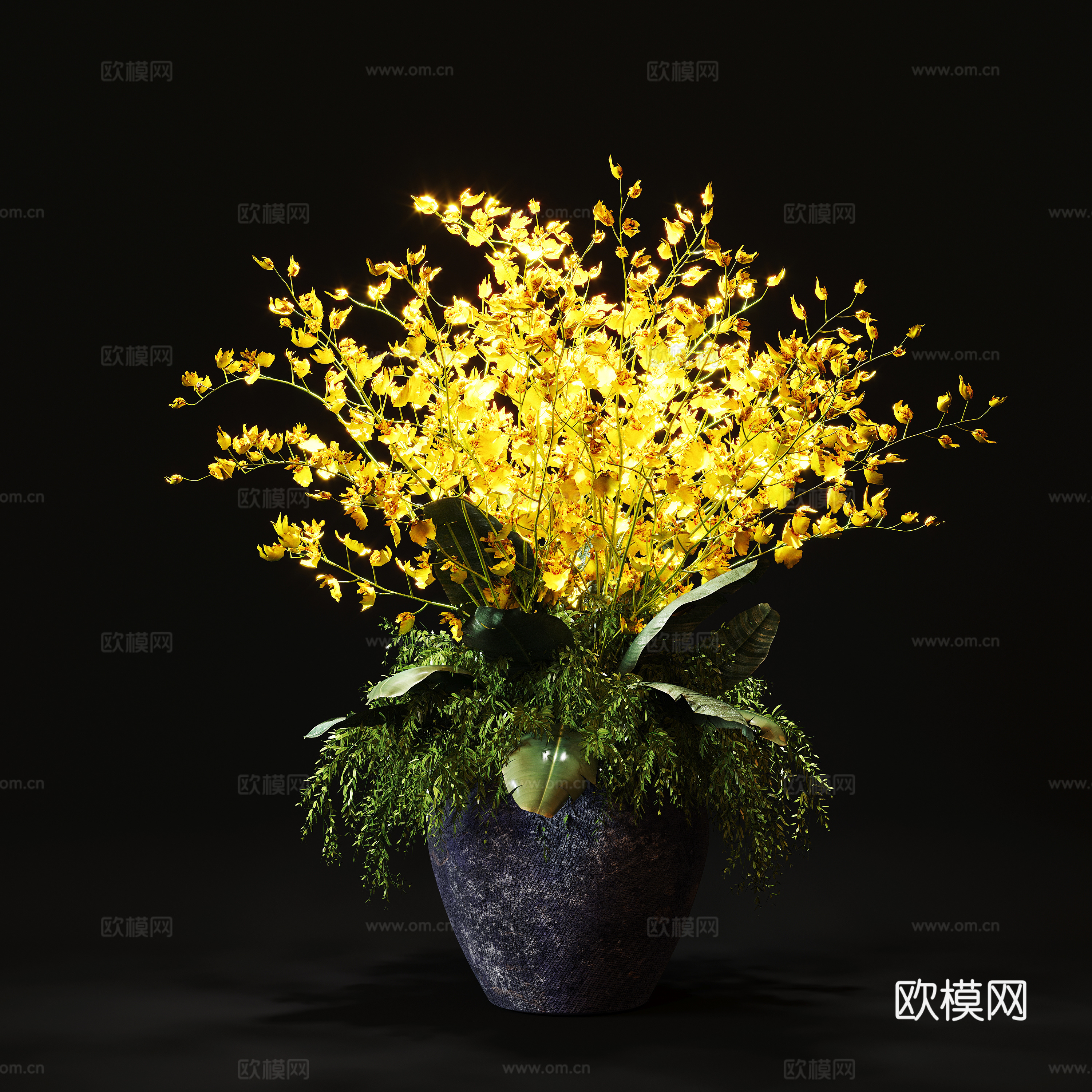 现代绿植植物花免费3d模型下载