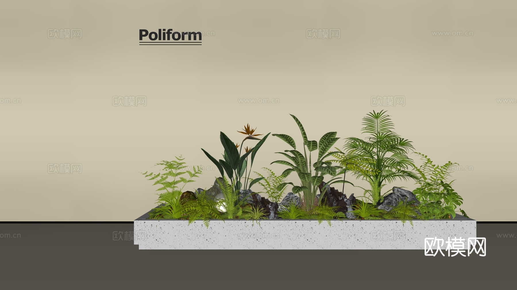 现代组团小景 景观植物堆 公园小景组合 庭院小景植物组团su模型