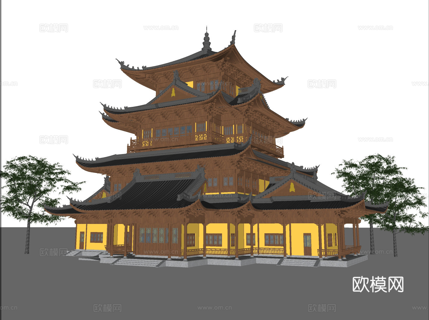 中式阁 古建阁 阁su模型