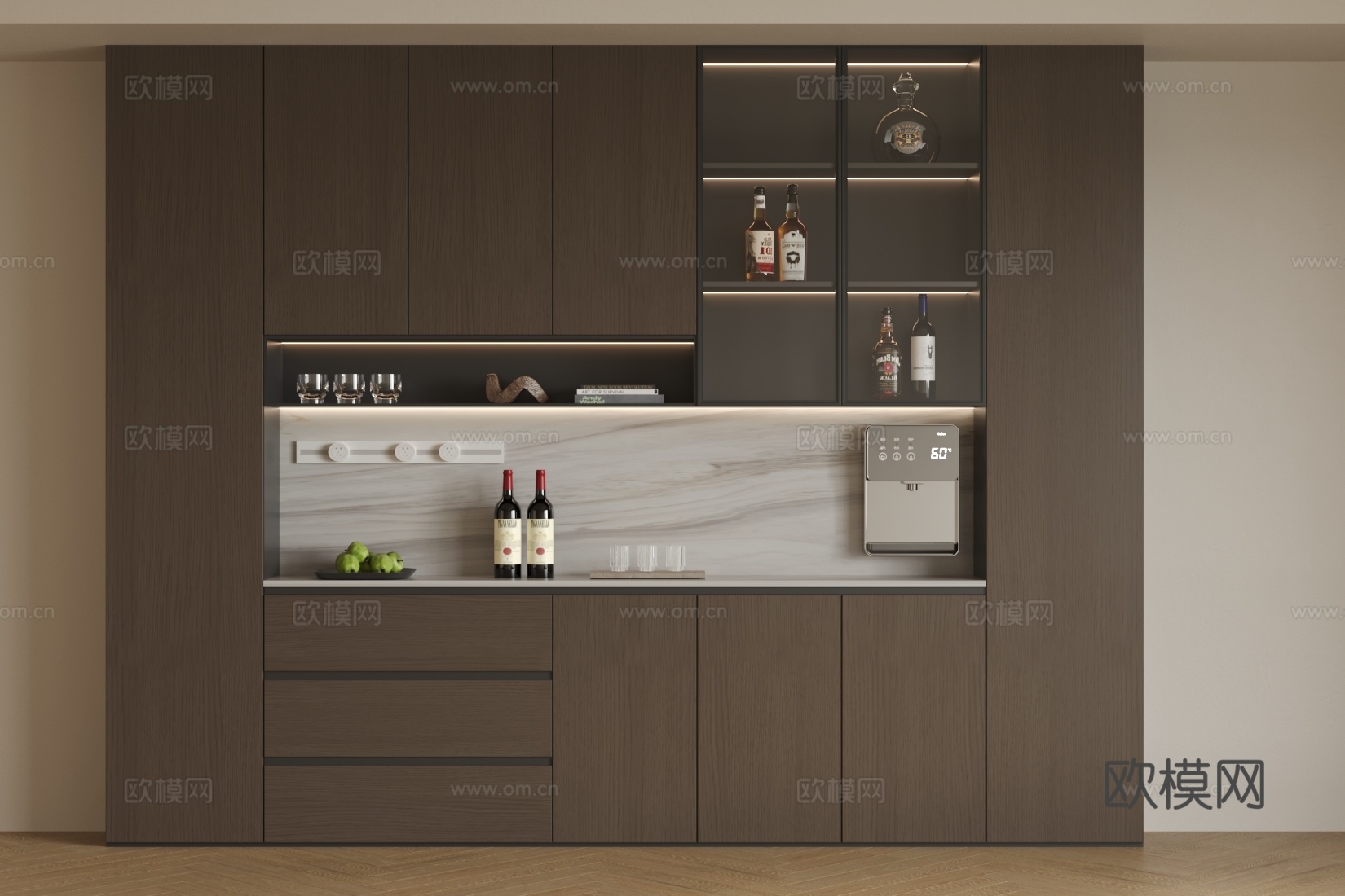 现代轻奢餐边柜 轻奢意式餐边柜 餐边柜摆件 大理石餐边柜3d模型下载