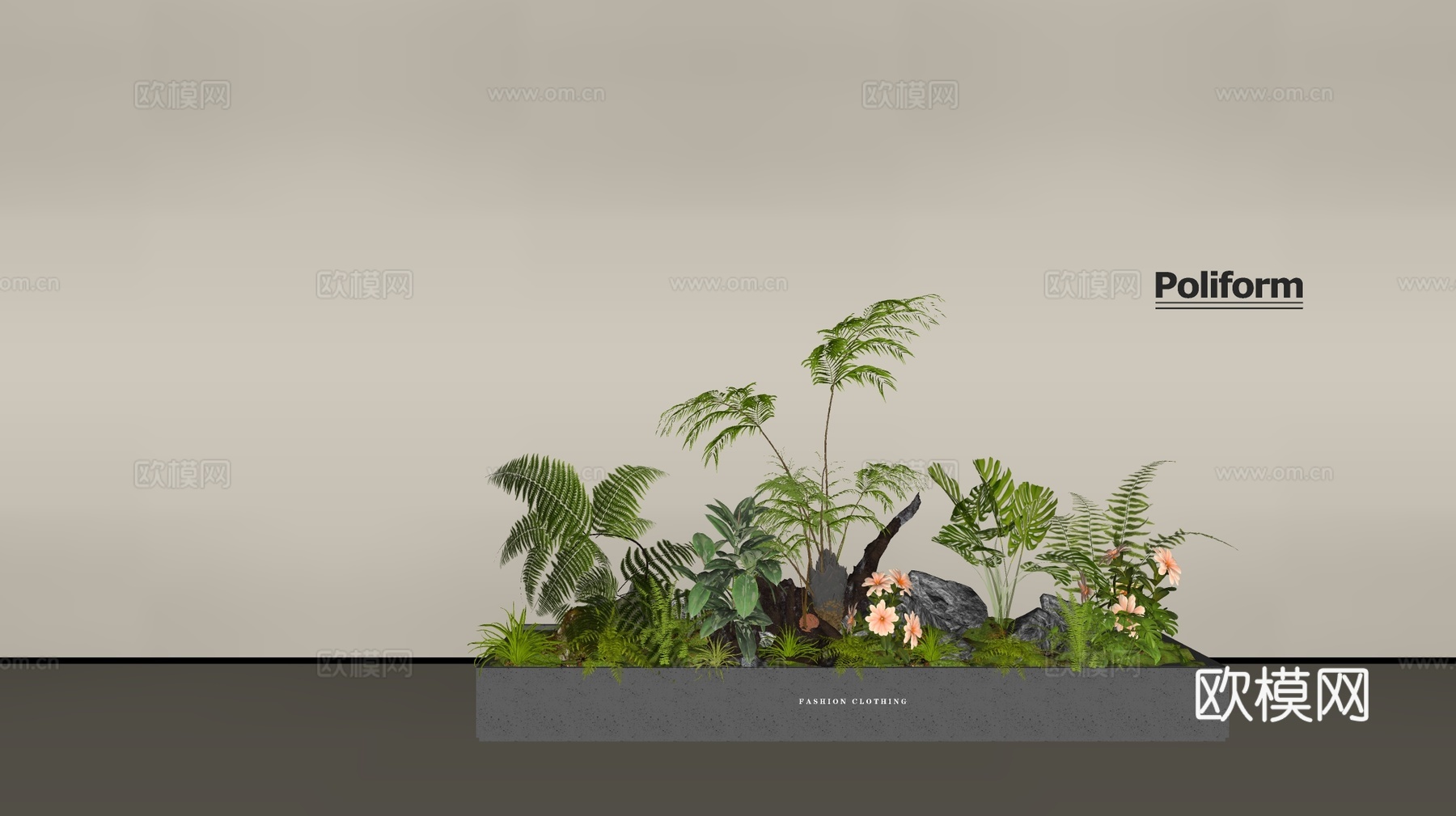 现代组团小景  景观植物堆 公园小景组合 庭院小景植物组团su模型