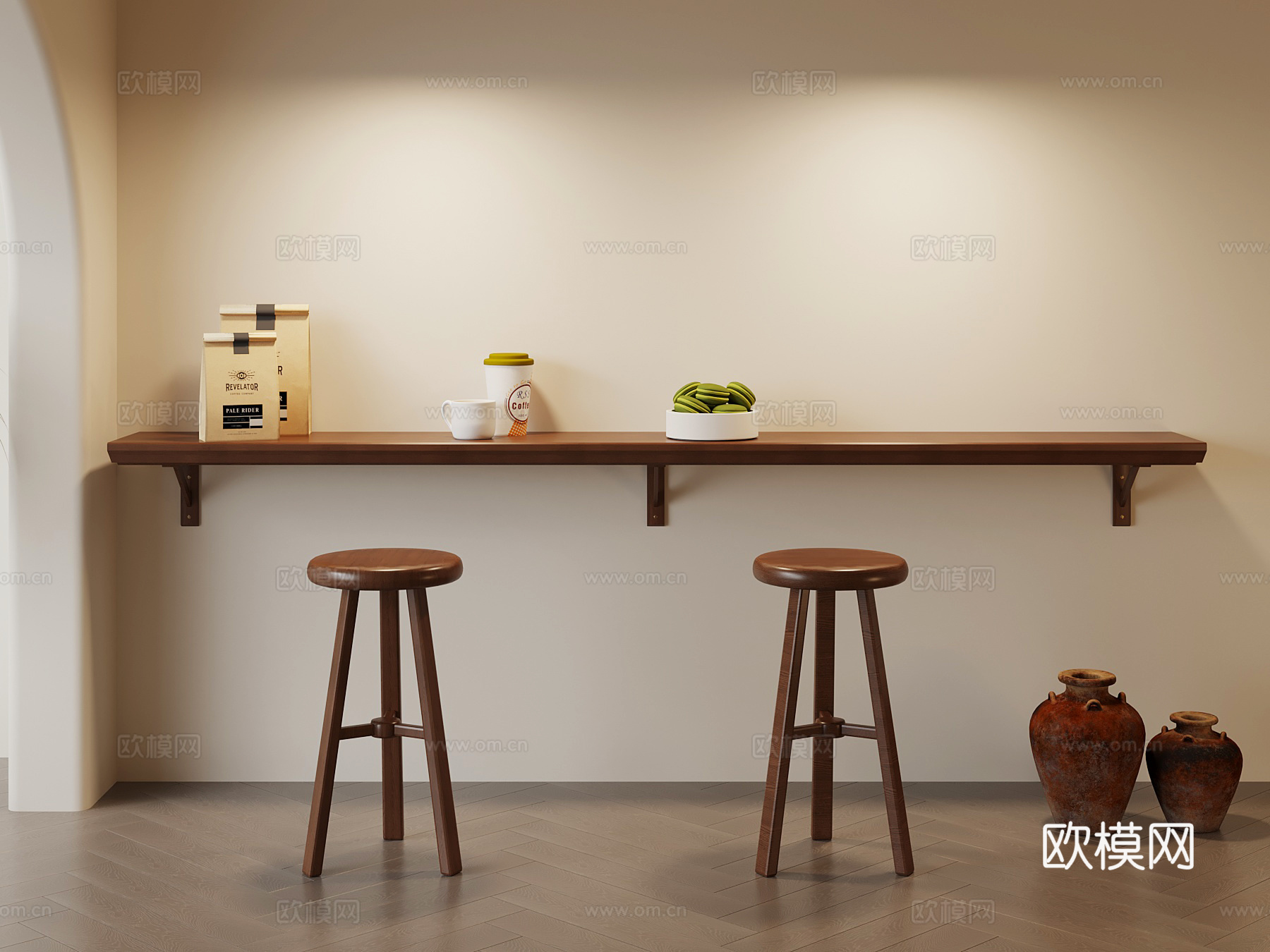 中古吧台 吧凳3d模型下载