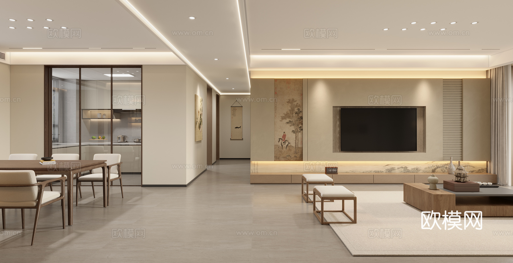 宋氏美学客餐厅3d模型下载（渲染图1）