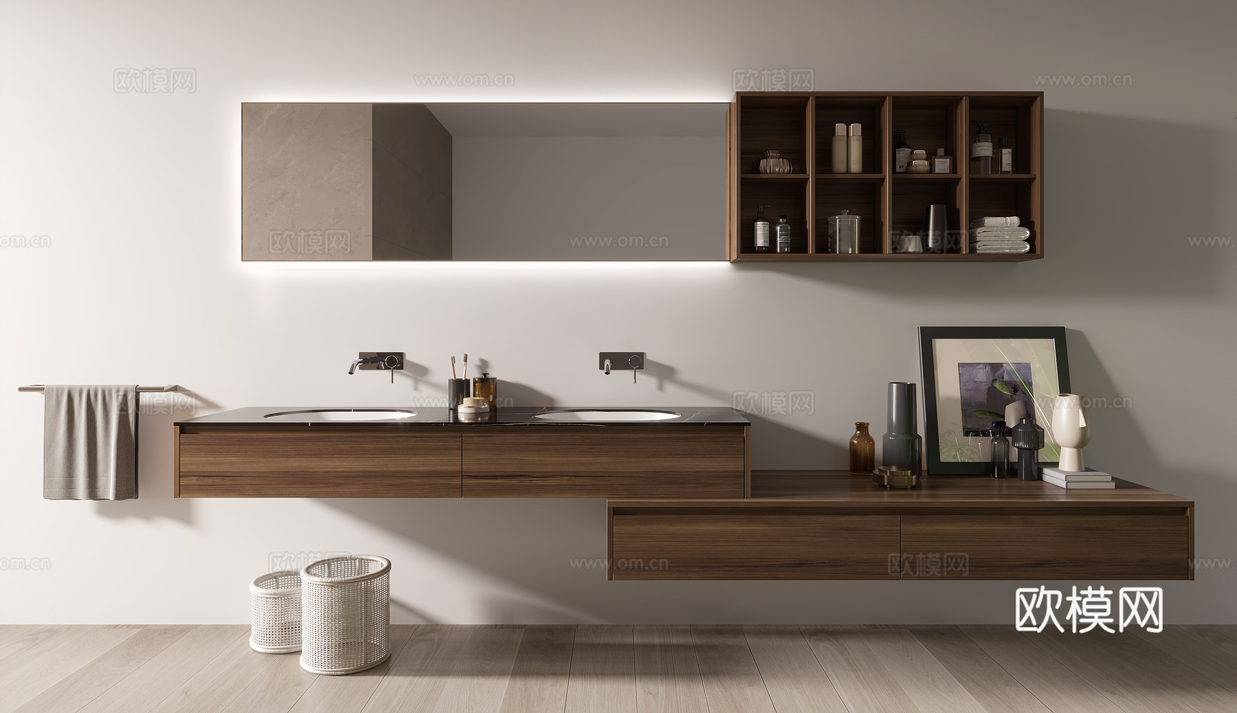 别墅卫生间 主卧卫生间 民宿卫生间 现代卫生间 卫生间摆件3d模型下载（渲染图2）