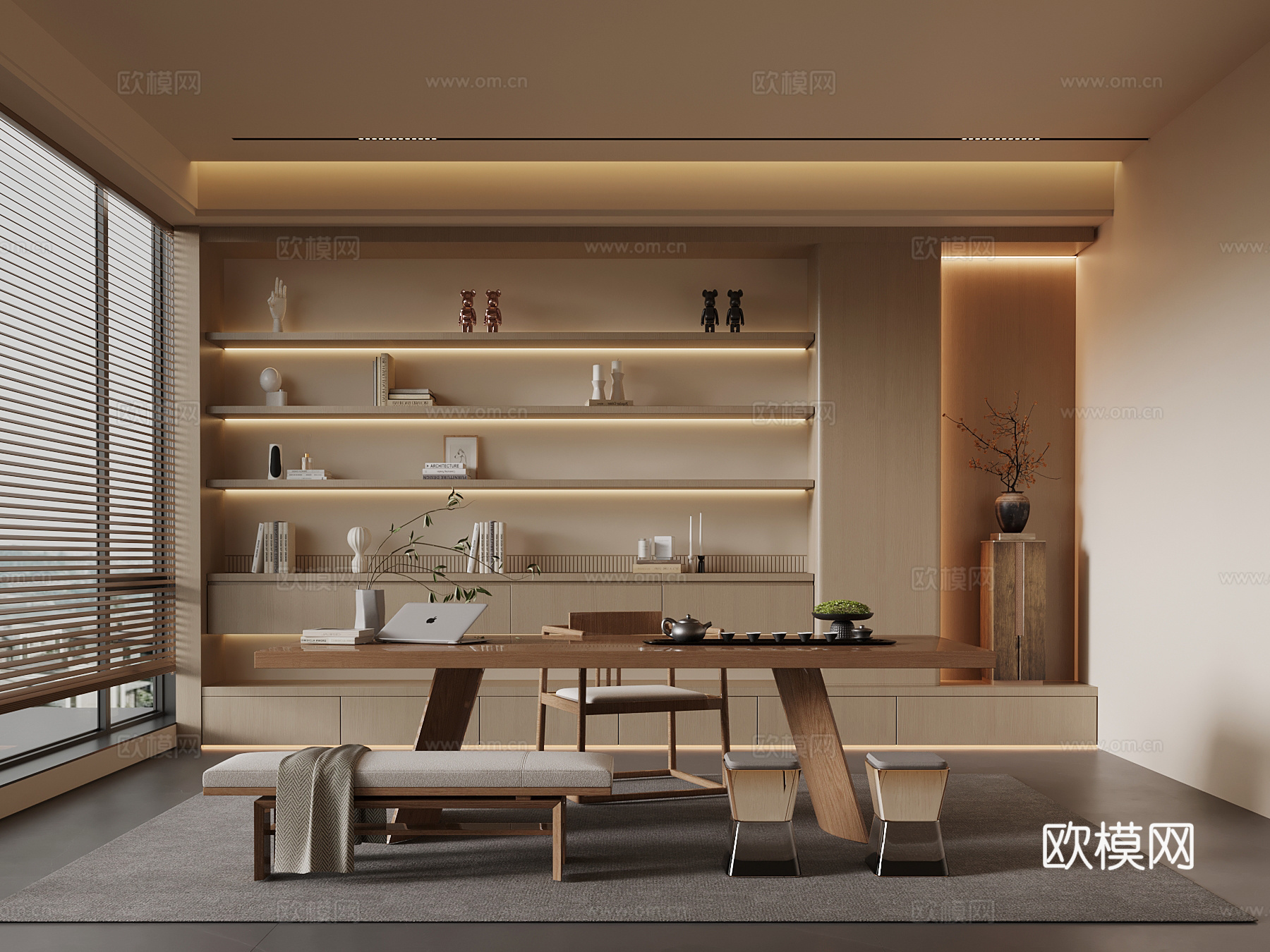 新中式茶室su模型