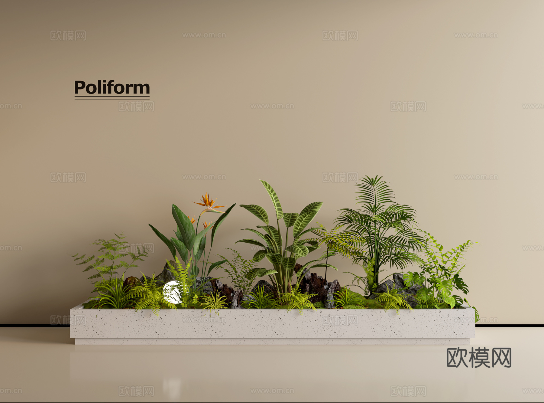 现代组团小景 景观植物堆 公园小景组合 庭院小景植物组团su模型