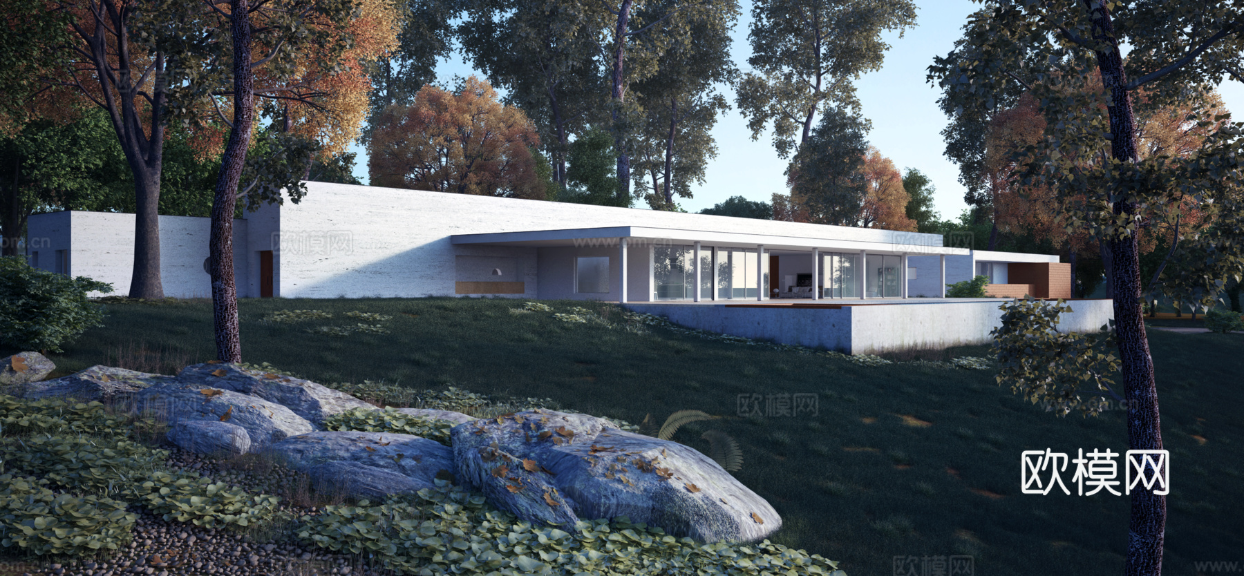 其它别墅 写实 建筑 山坡 春天 野外 森林 树林 小景3d模型下载