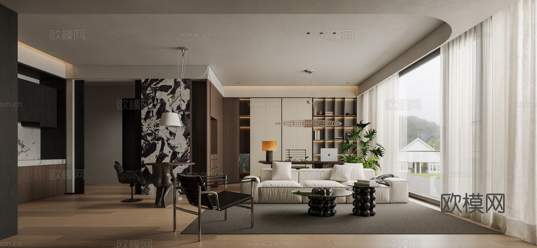 法式客厅3d模型下载