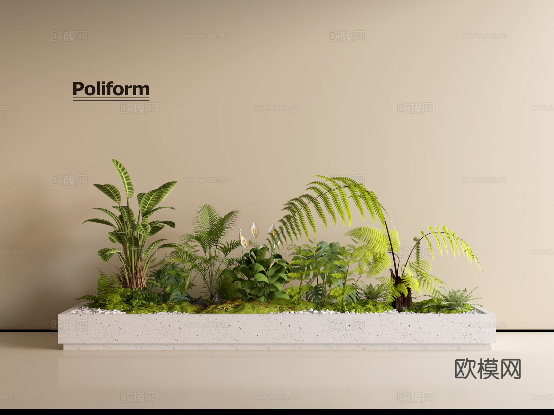 现代组团小景模型  景观植物堆 公园小景组合 庭院小景植物组su模型