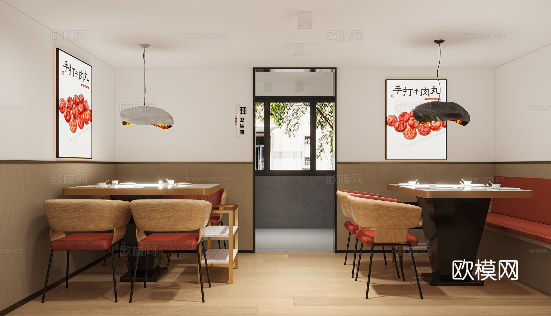 现代简约烤肉店3d模型下载（渲染图2）