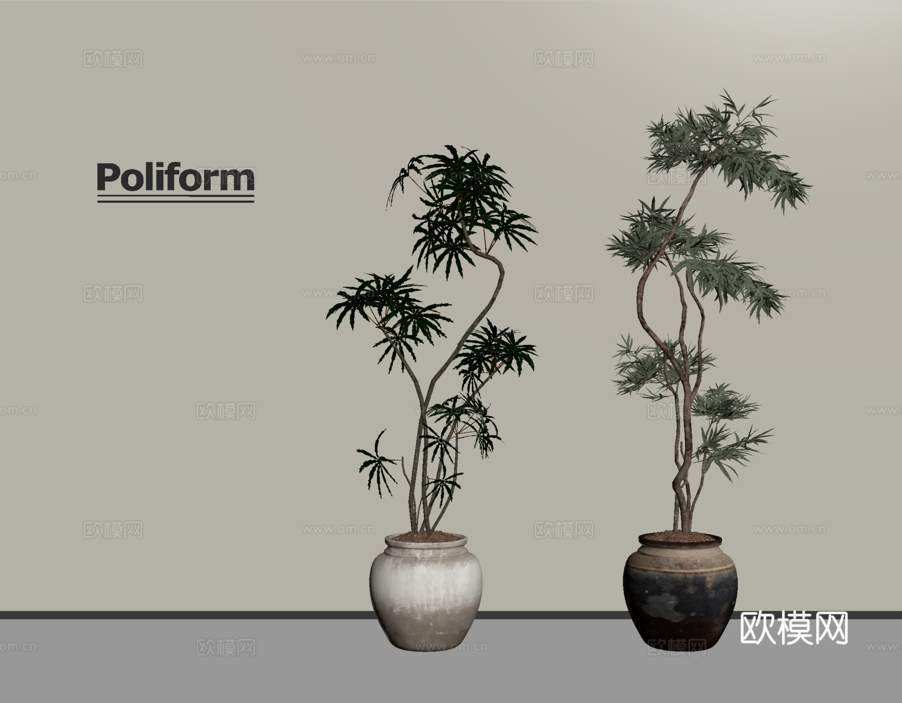 现代绿植盆栽 盆栽 盆景su模型