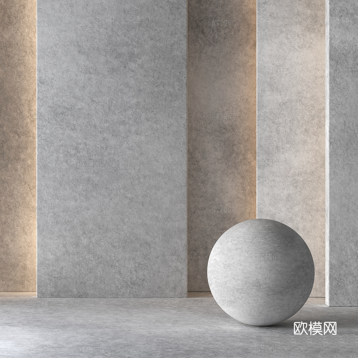 现代混凝土材料 装饰涂料3d模型下载（渲染图2）