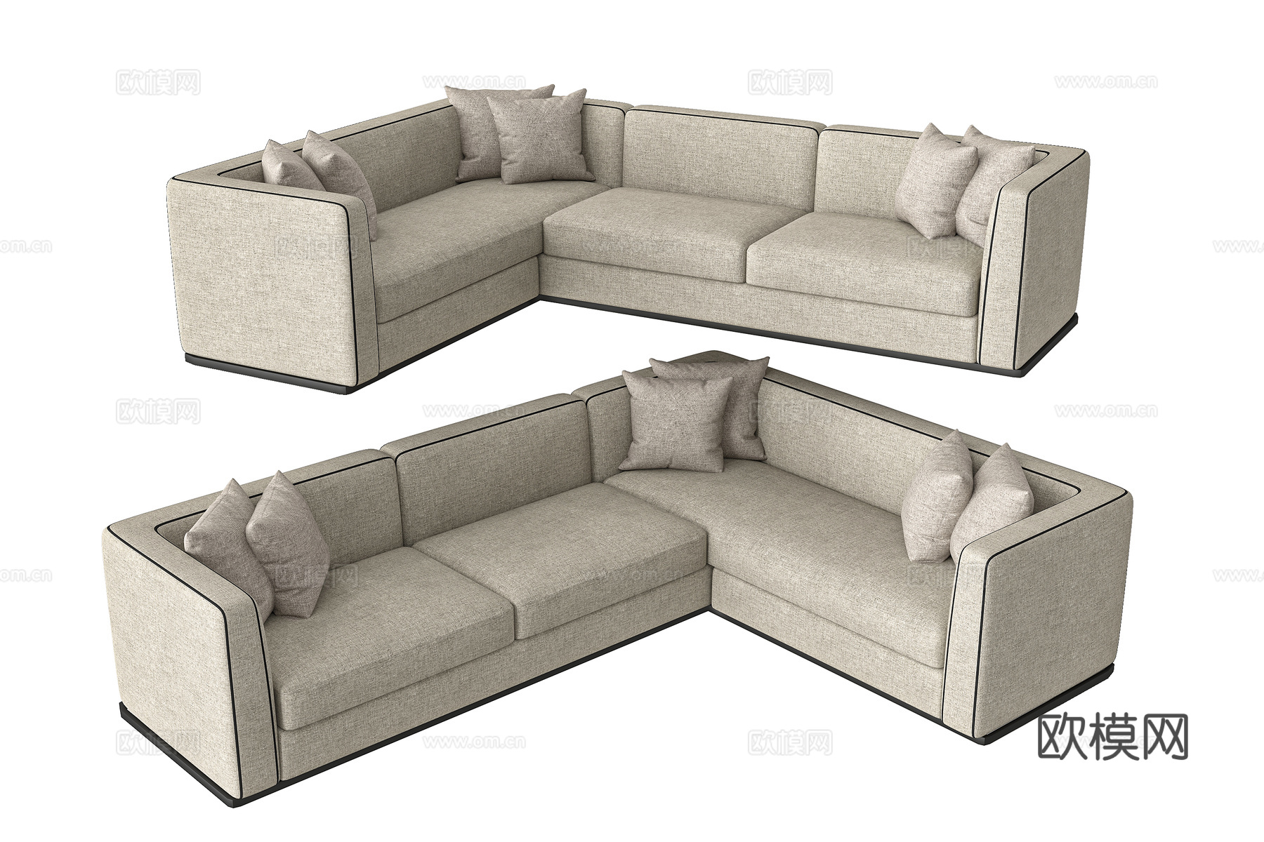 现代多人沙发免费3d模型下载