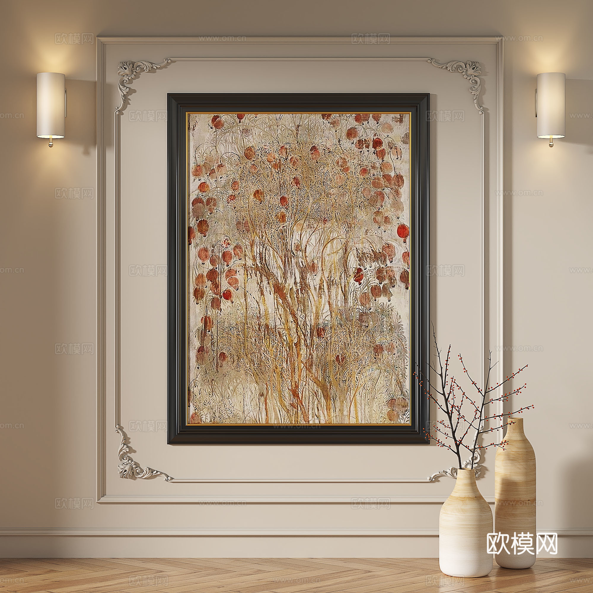 现代，法式，复古，简约，轻奢，抽象，装饰画免费3d模型下载