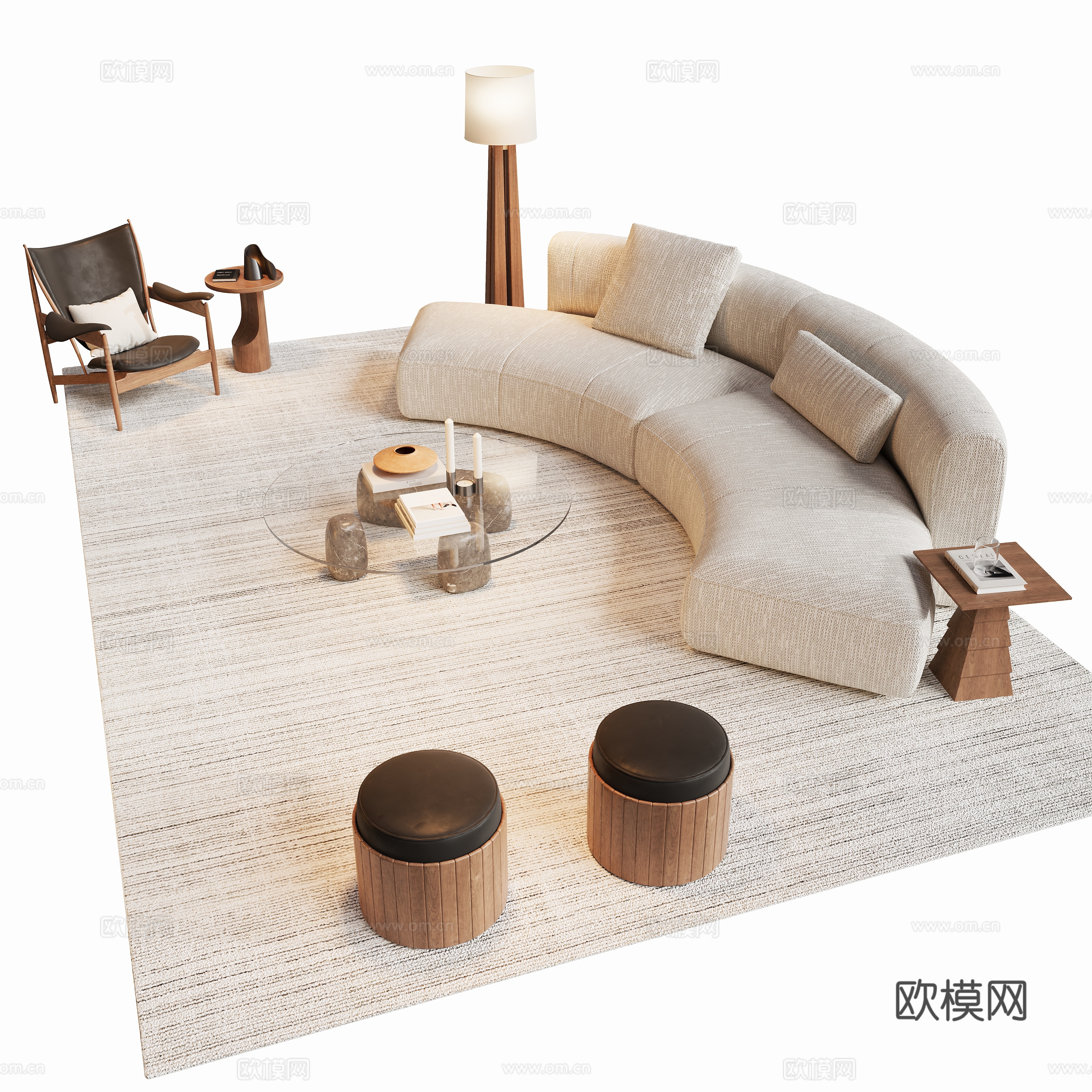 现代客厅沙发茶几组合su模型