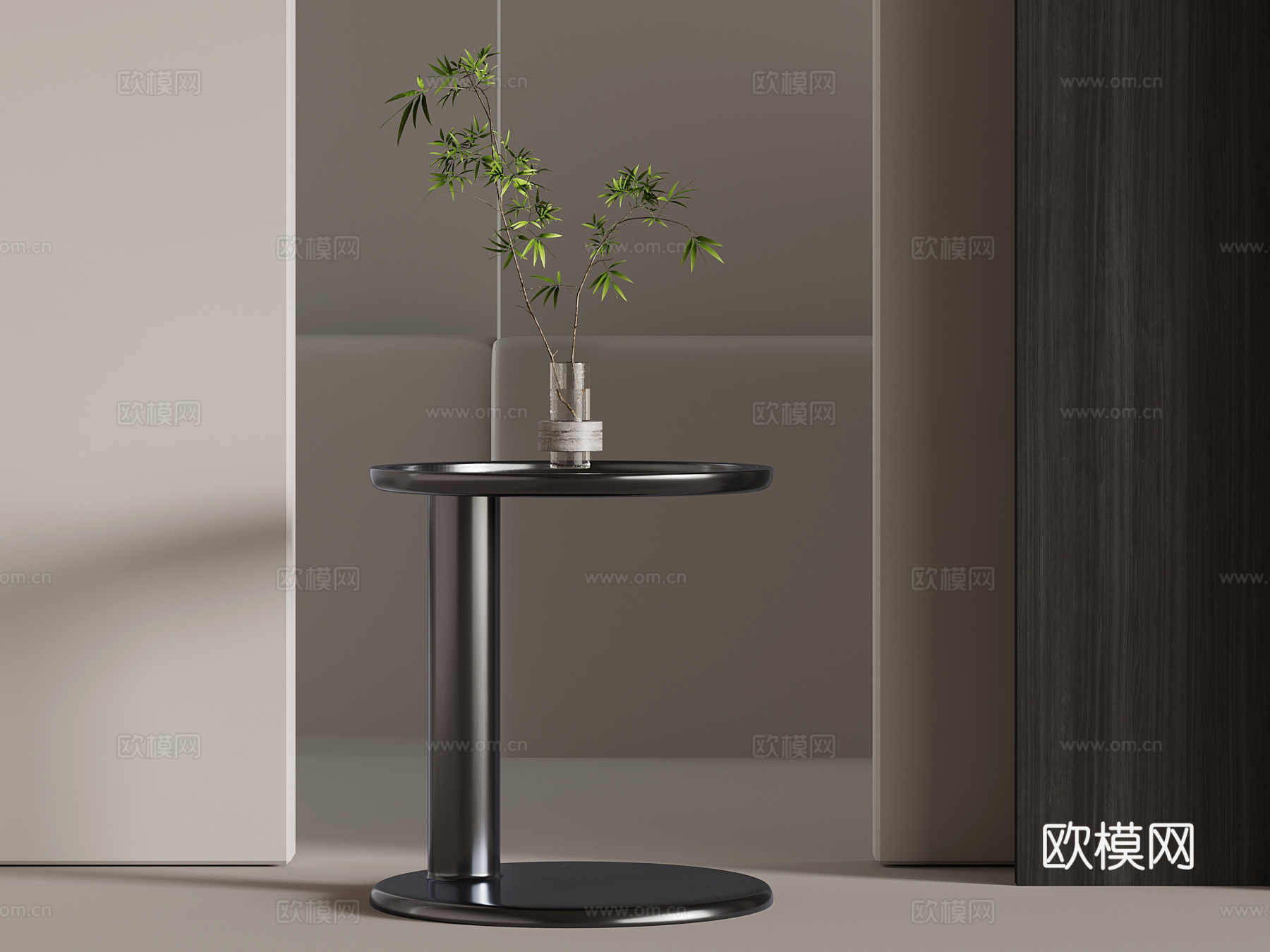现代边几 绿植摆件su模型