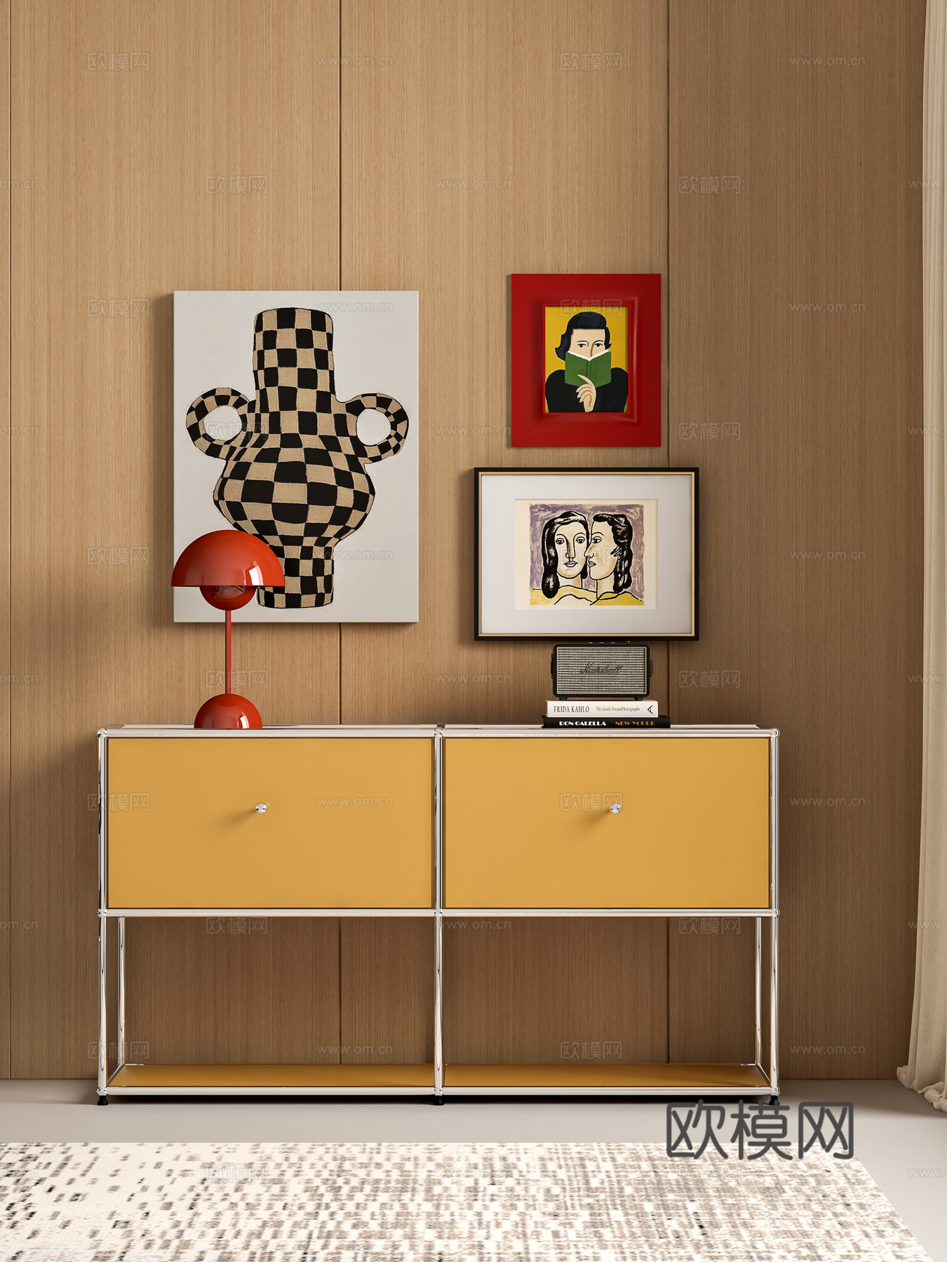 包豪斯风格置物柜3d模型下载