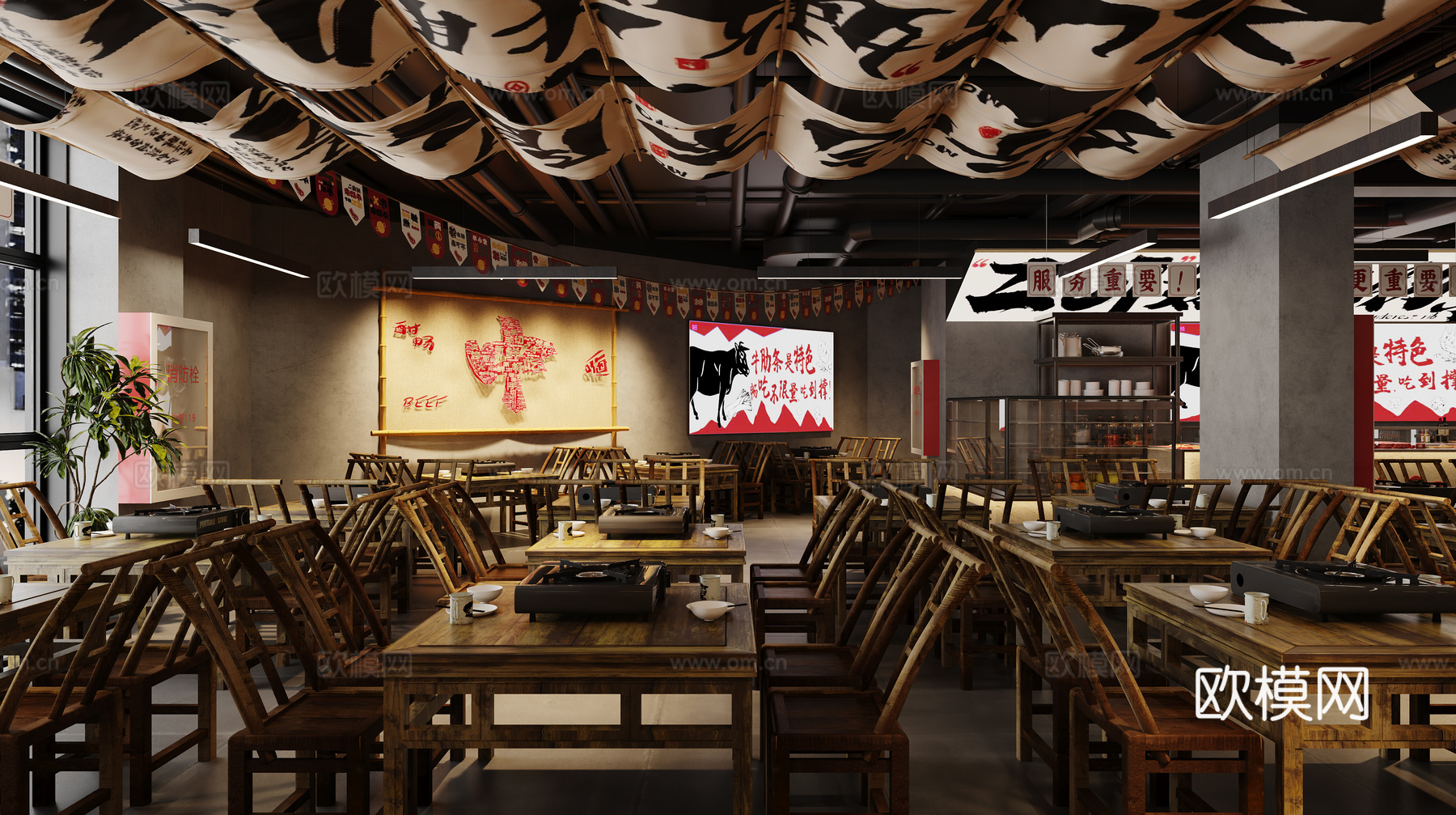 烤肉店3d模型下载（渲染图3）