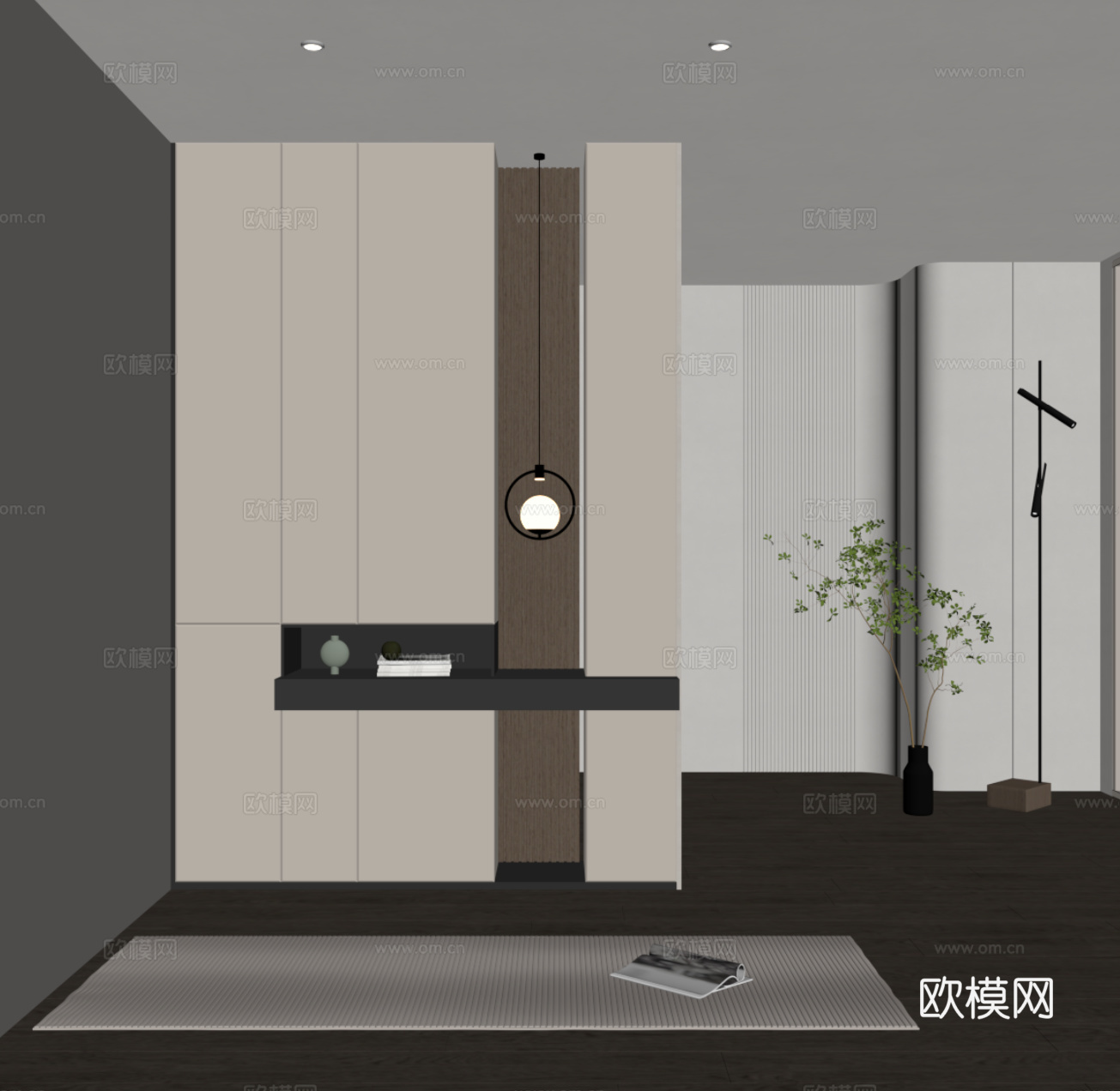 现代意式鞋柜 入户鞋柜su模型