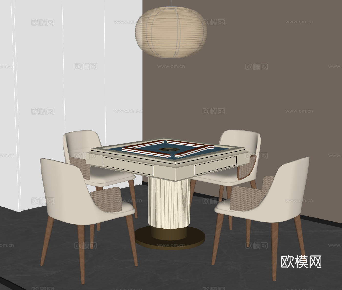 现代棋牌室su模型