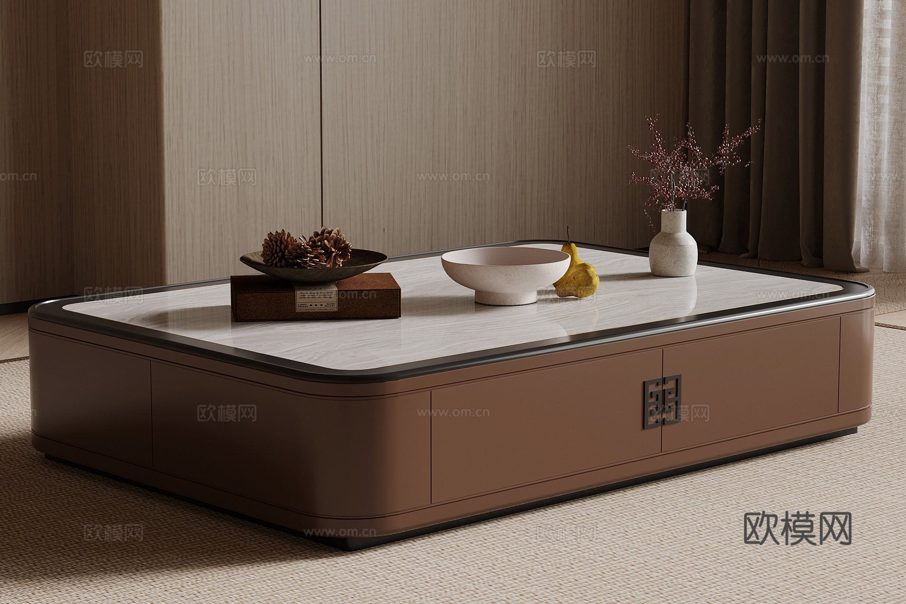 新中式茶几su模型