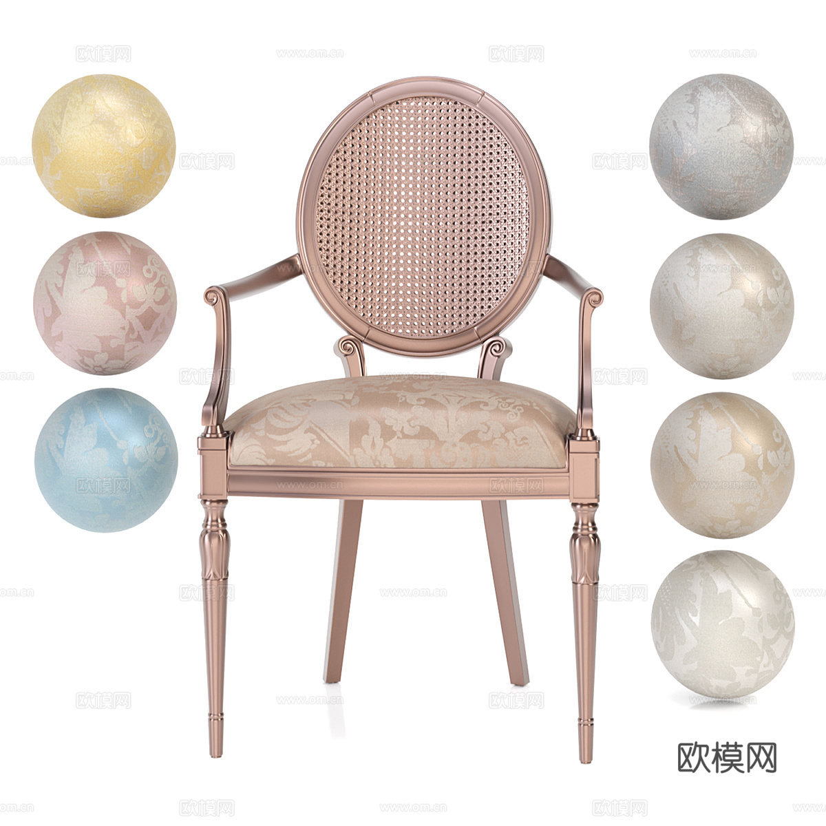欧式单椅 餐椅3d模型下载（渲染图1）