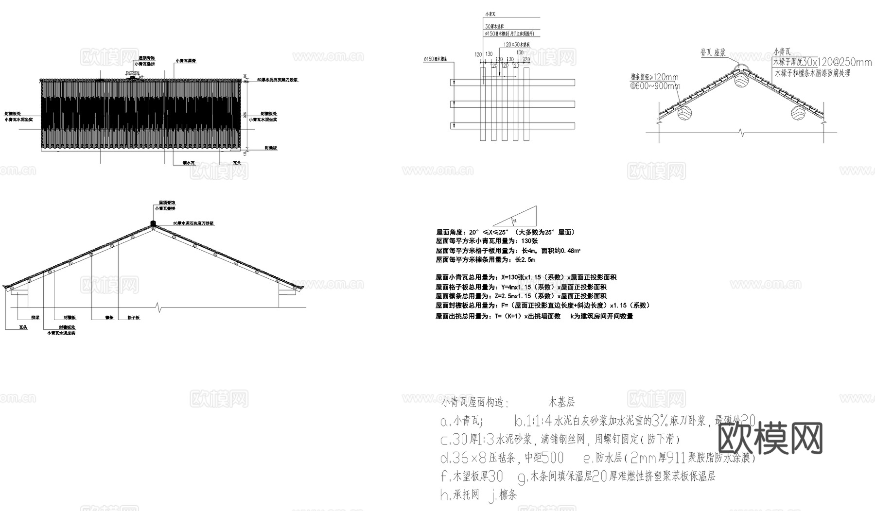 树脂瓦小青瓦屋顶屋面构造节点大样CAD施工详图集cad施工图