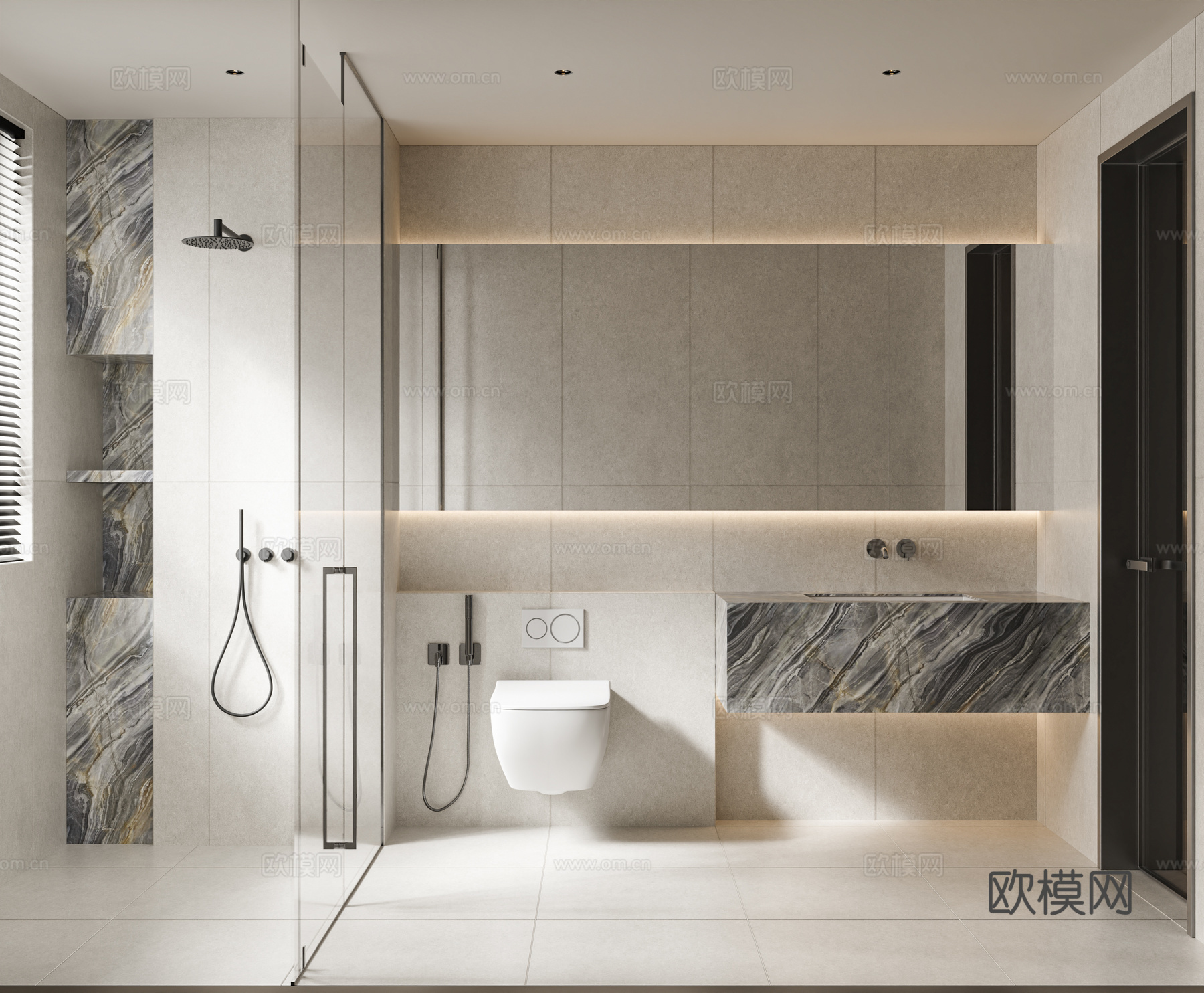 现代意式极简卫生间3d模型下载