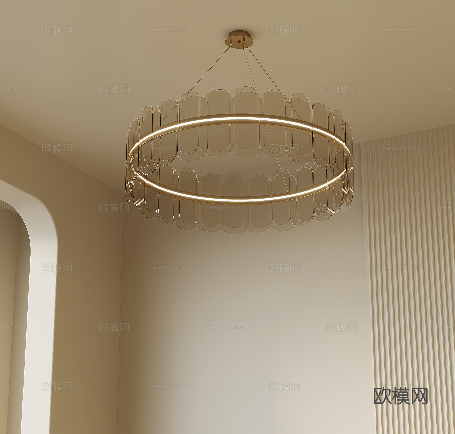 现代奶油风吊灯 客厅吊灯su模型