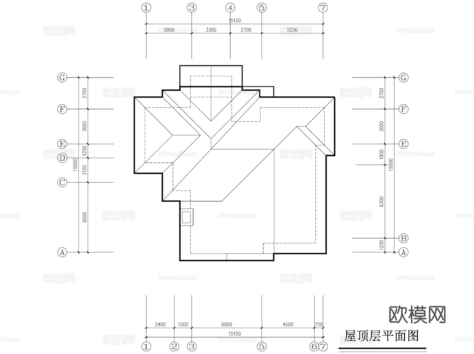 二层庭院别墅建筑CAD施工图cad施工图