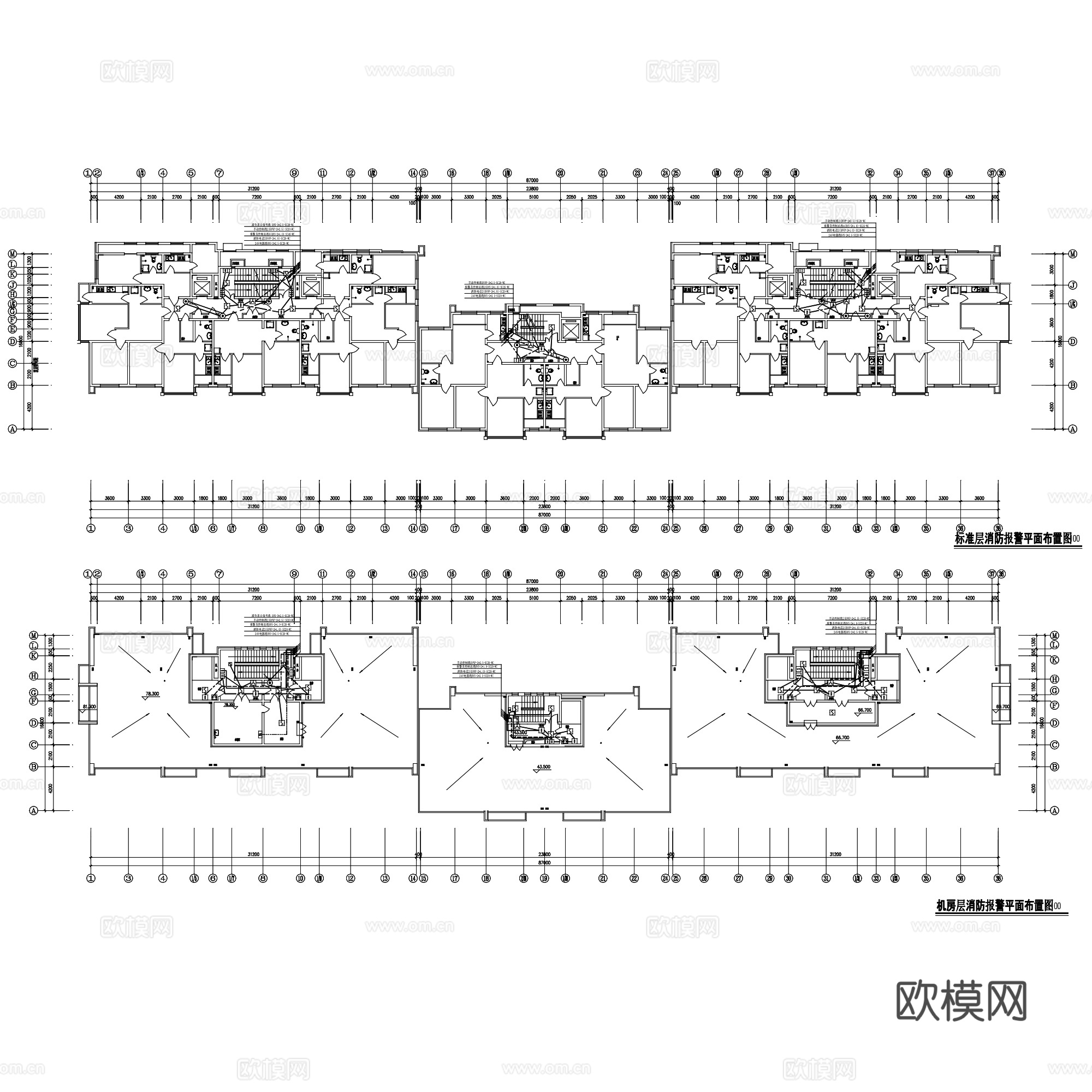 建筑消防报警安防监控系统电气CAD施工图集 120套cad施工图