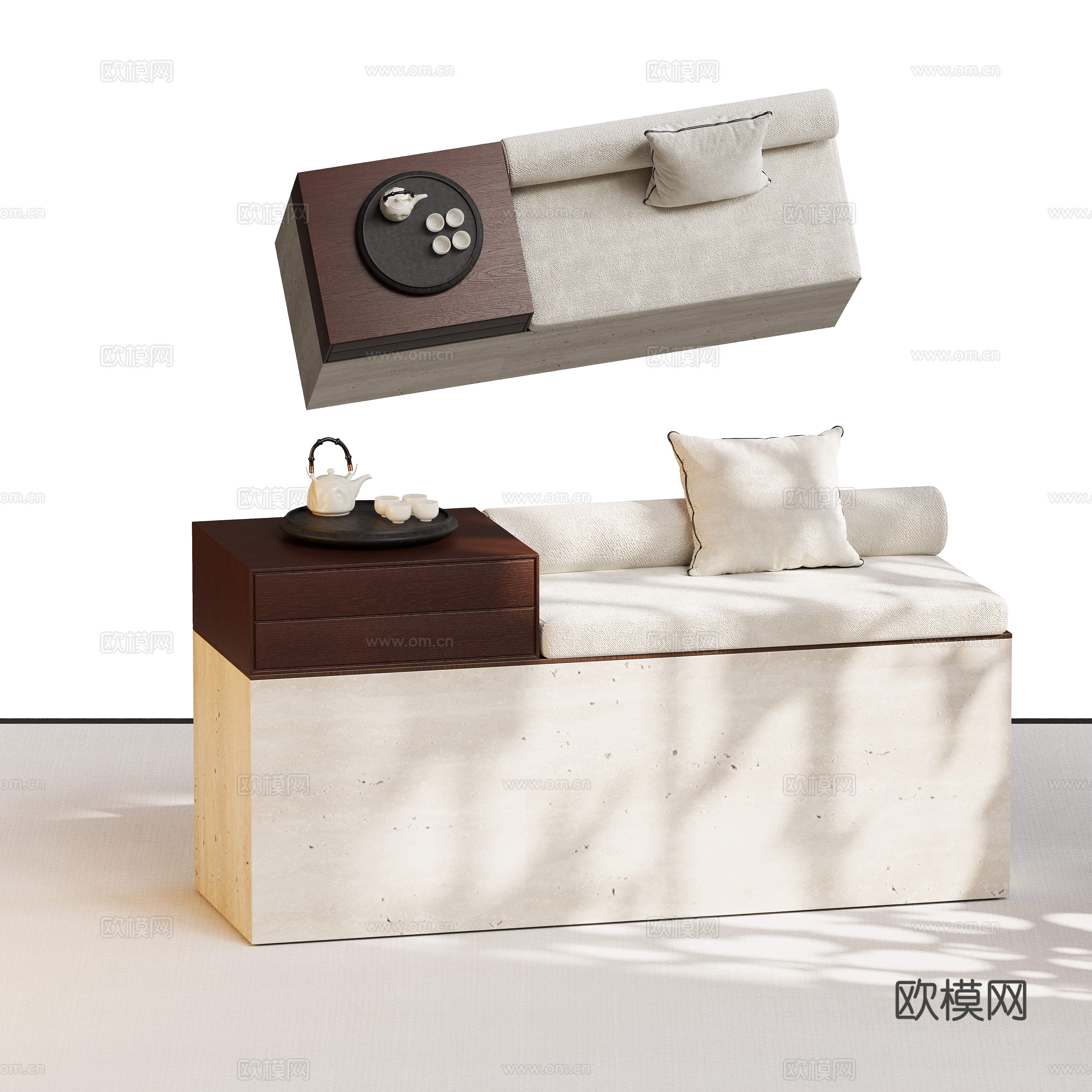 现代飘窗台卡座3d模型下载