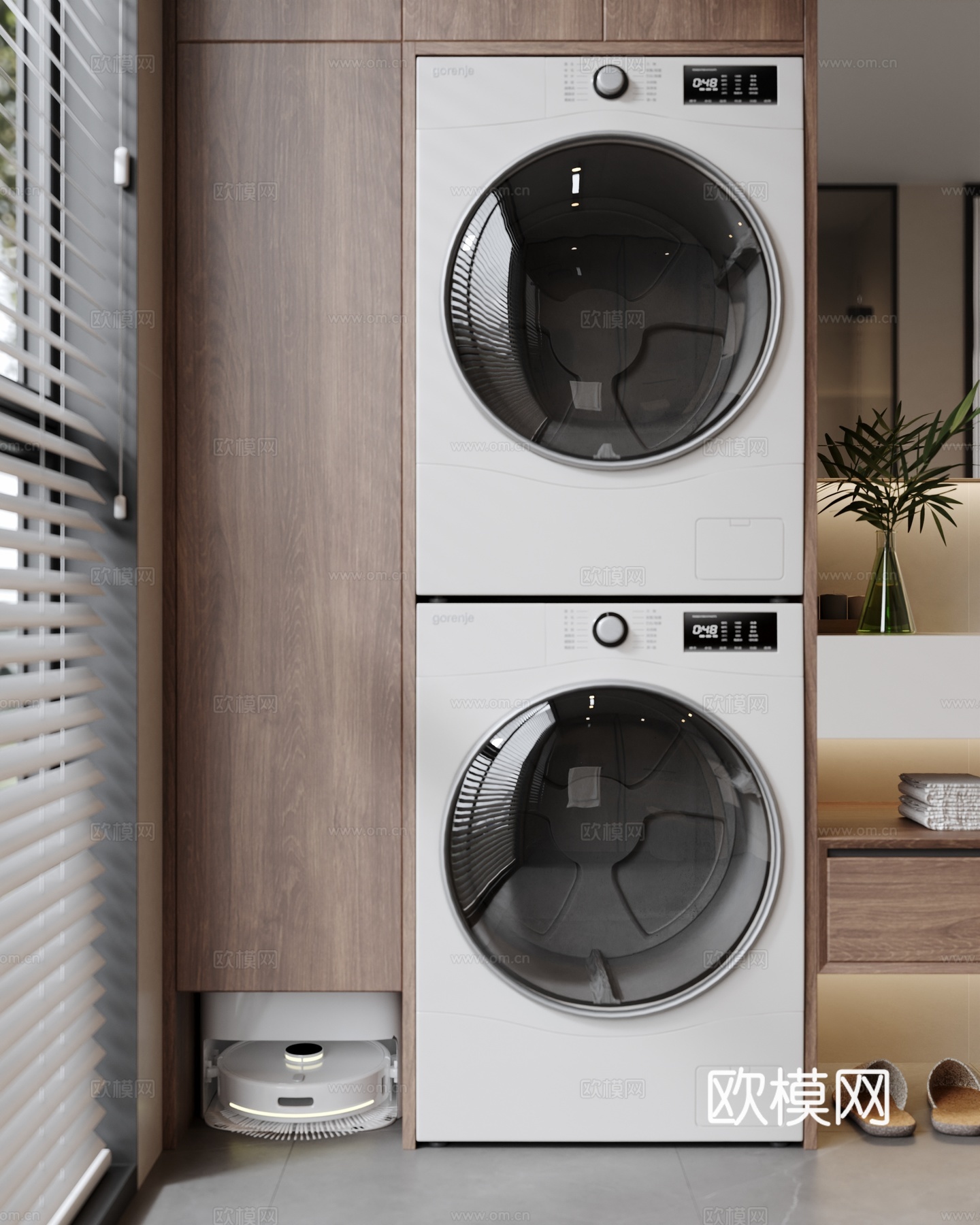 意式阳台 现代阳台 洗衣柜 阳台柜 洗衣机3d模型下载