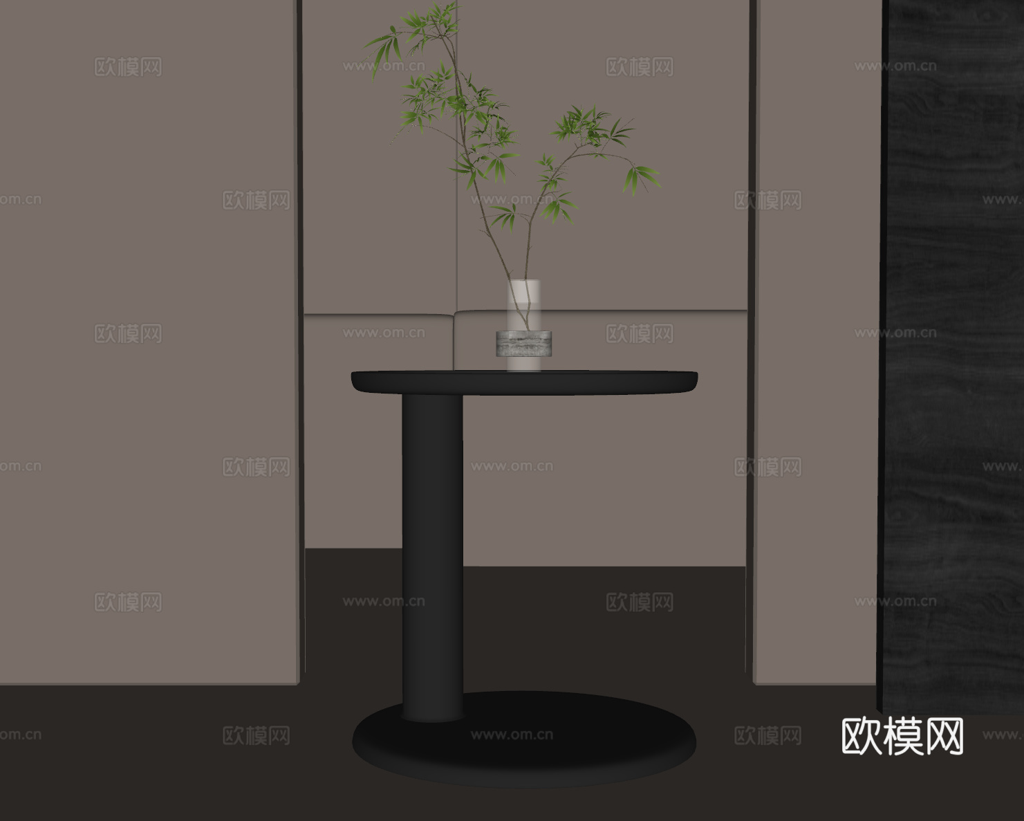 现代边几 绿植摆件su模型