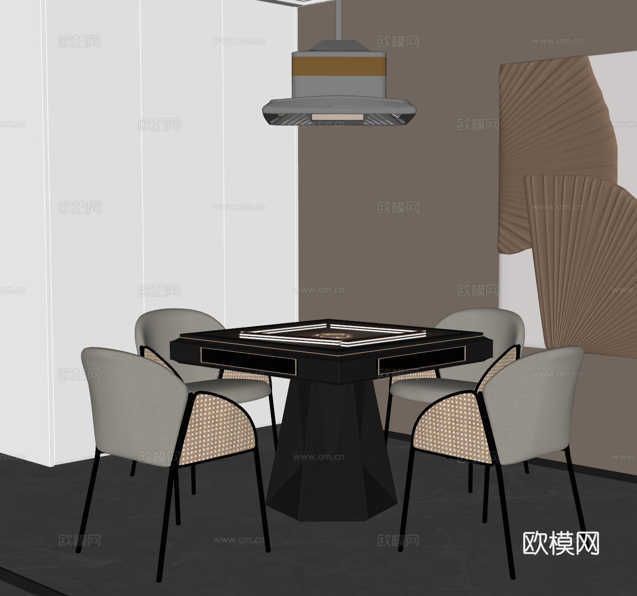 现代棋牌室su模型